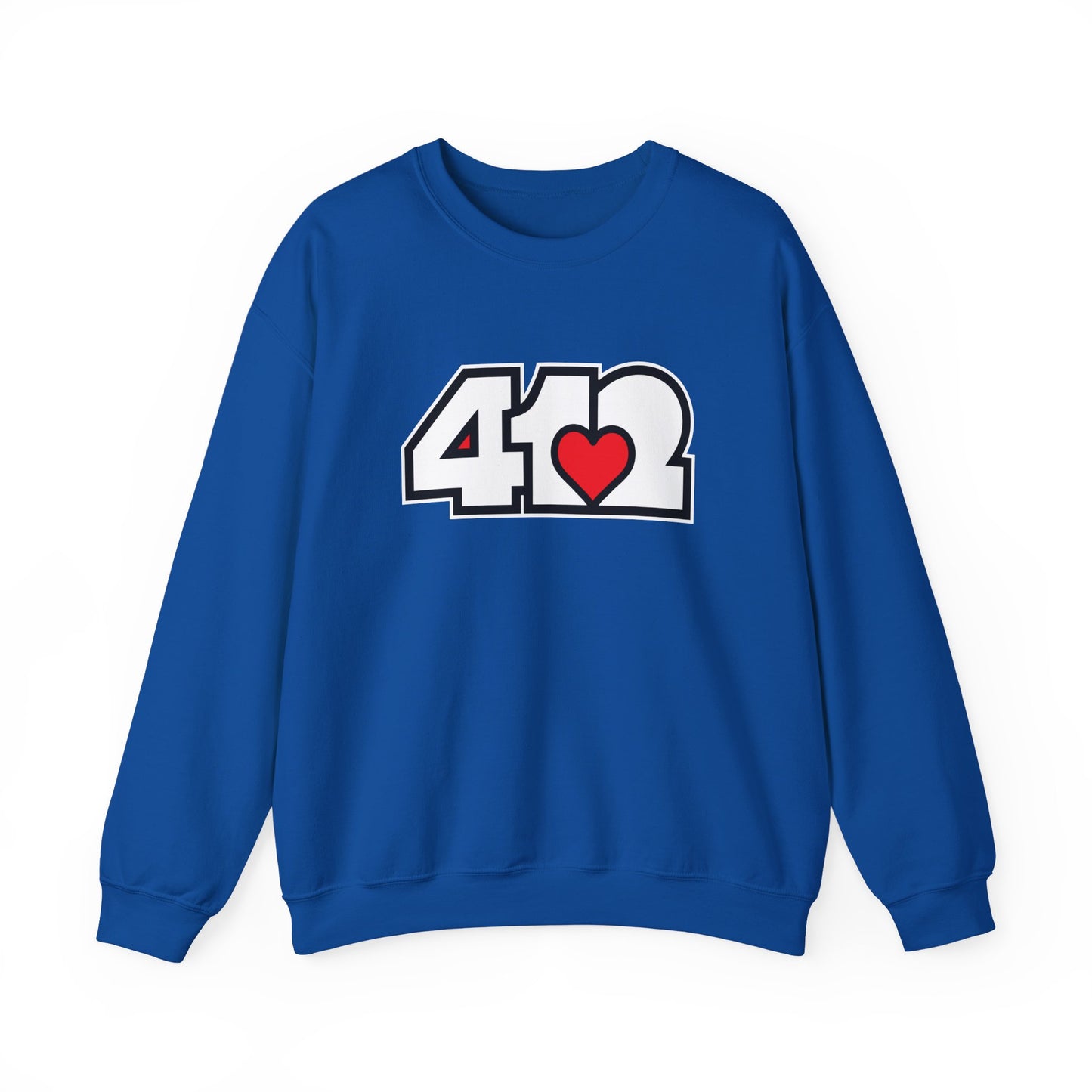412 Crew Neck Sweatshirt - Red Heart, White Logo