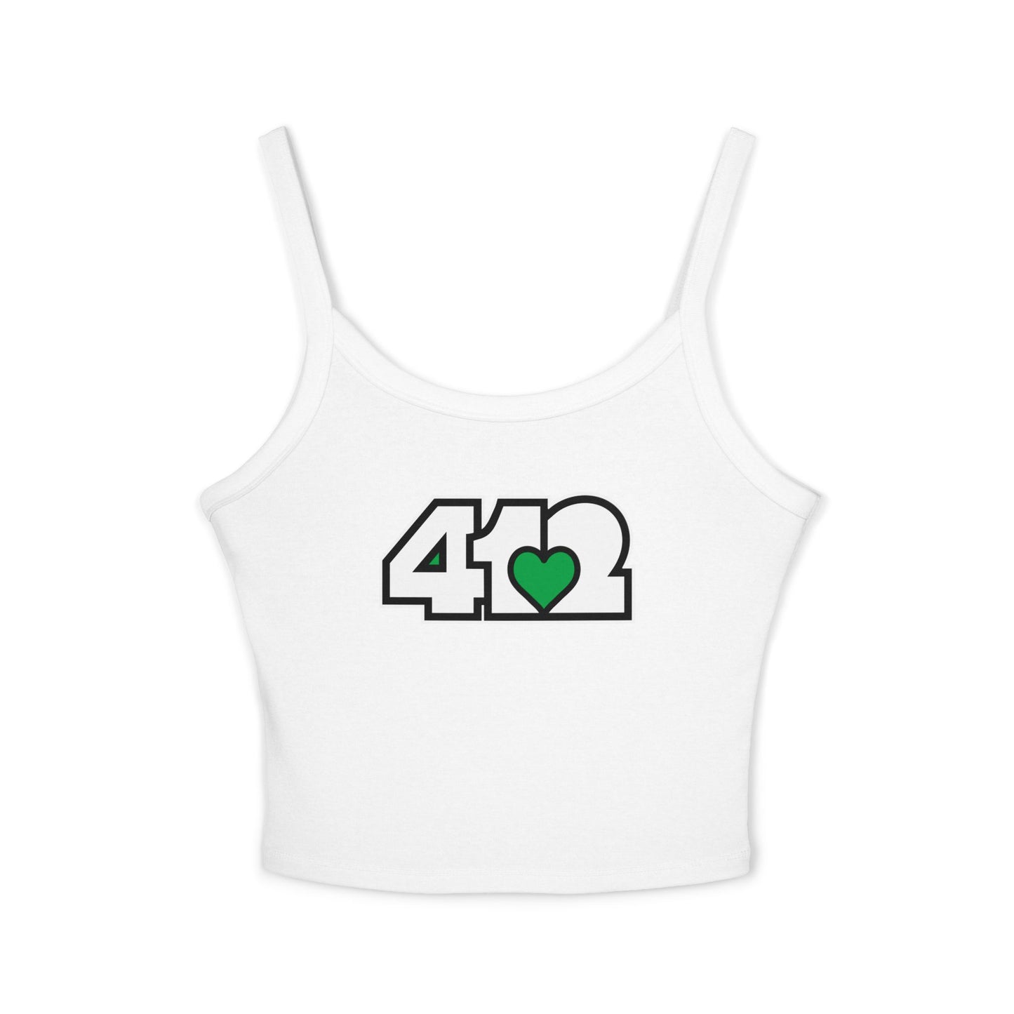 412 Women’s Camisole – Green Heart, White Logo