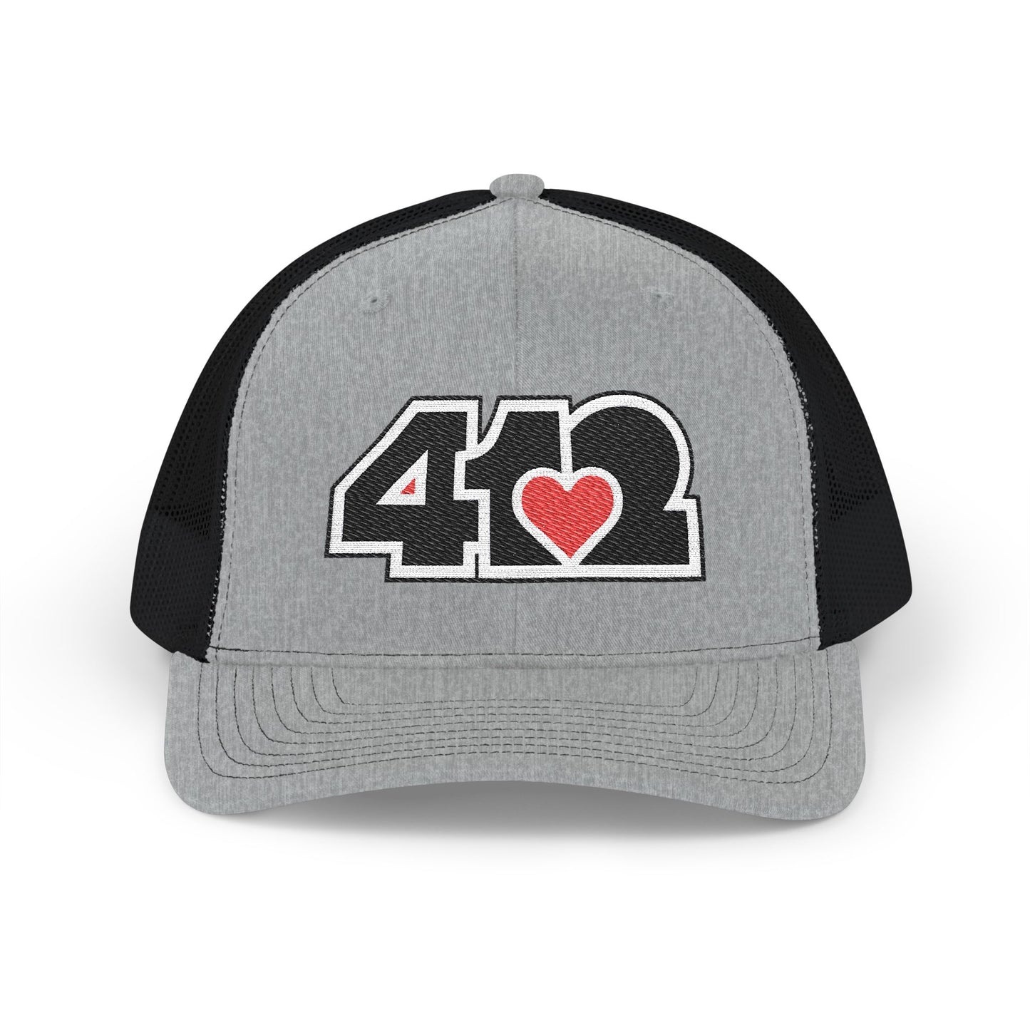 412 Snapback Crown – Embroidered Red Heart, Black Logo