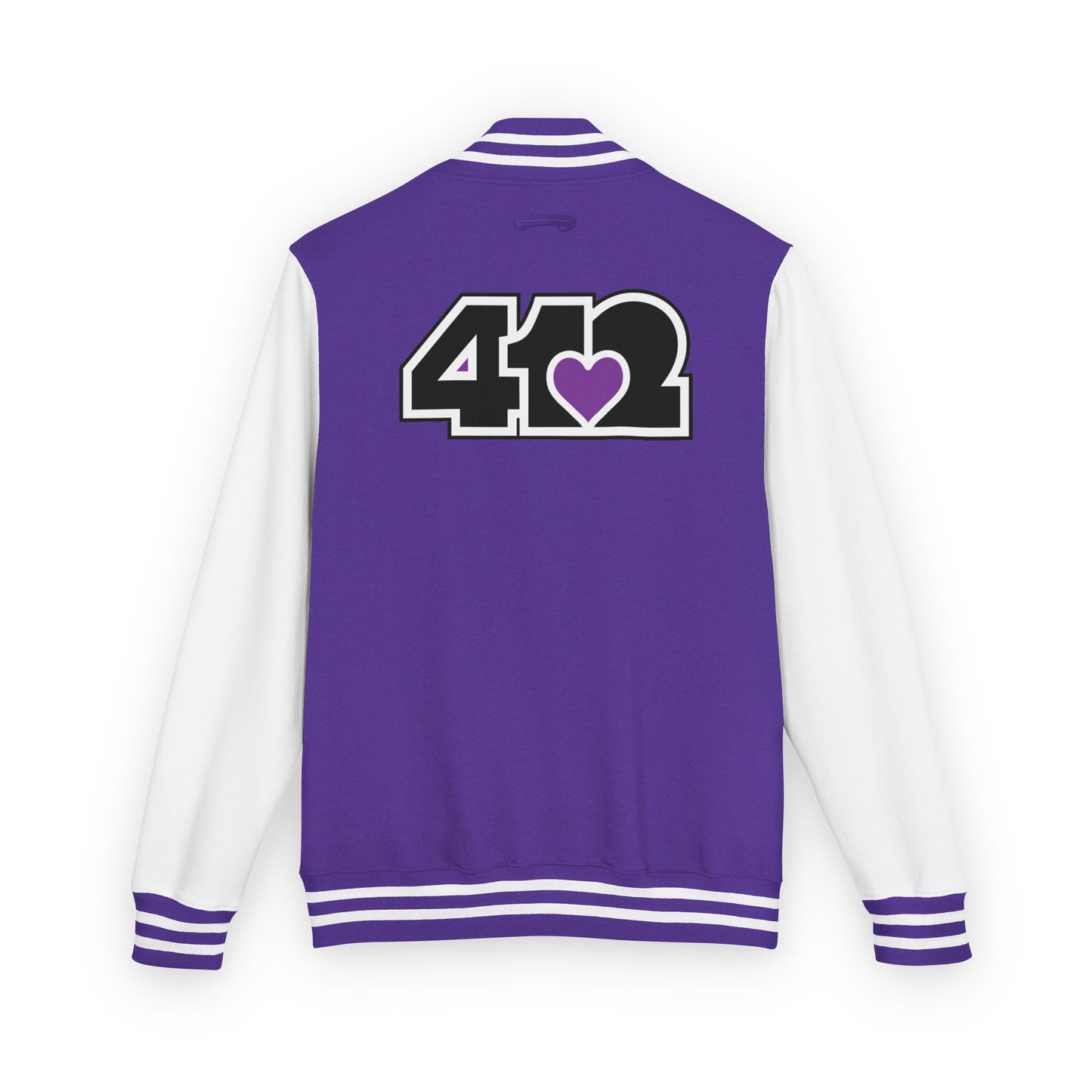412 Embroidered Letterman Jacket - Purple Heart, Black Logo