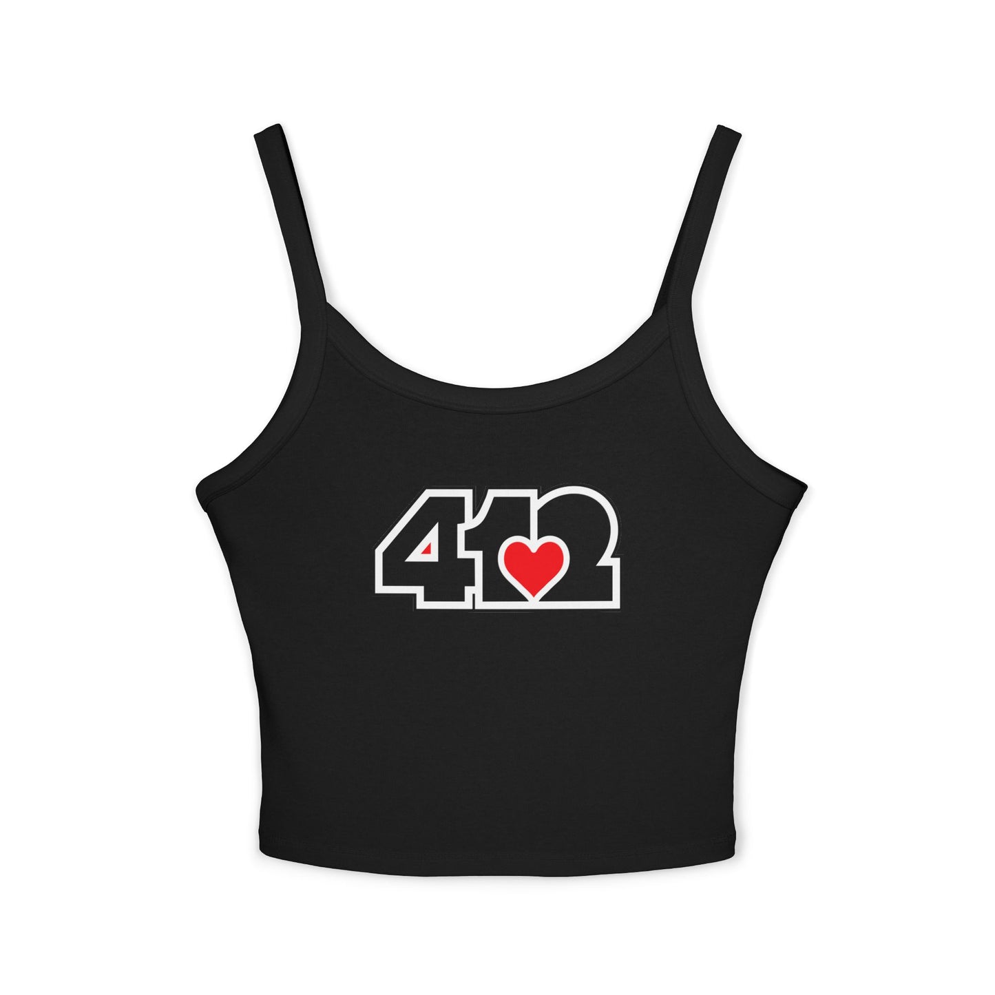 412 Women’s Camisole – Red Heart, Black Logo