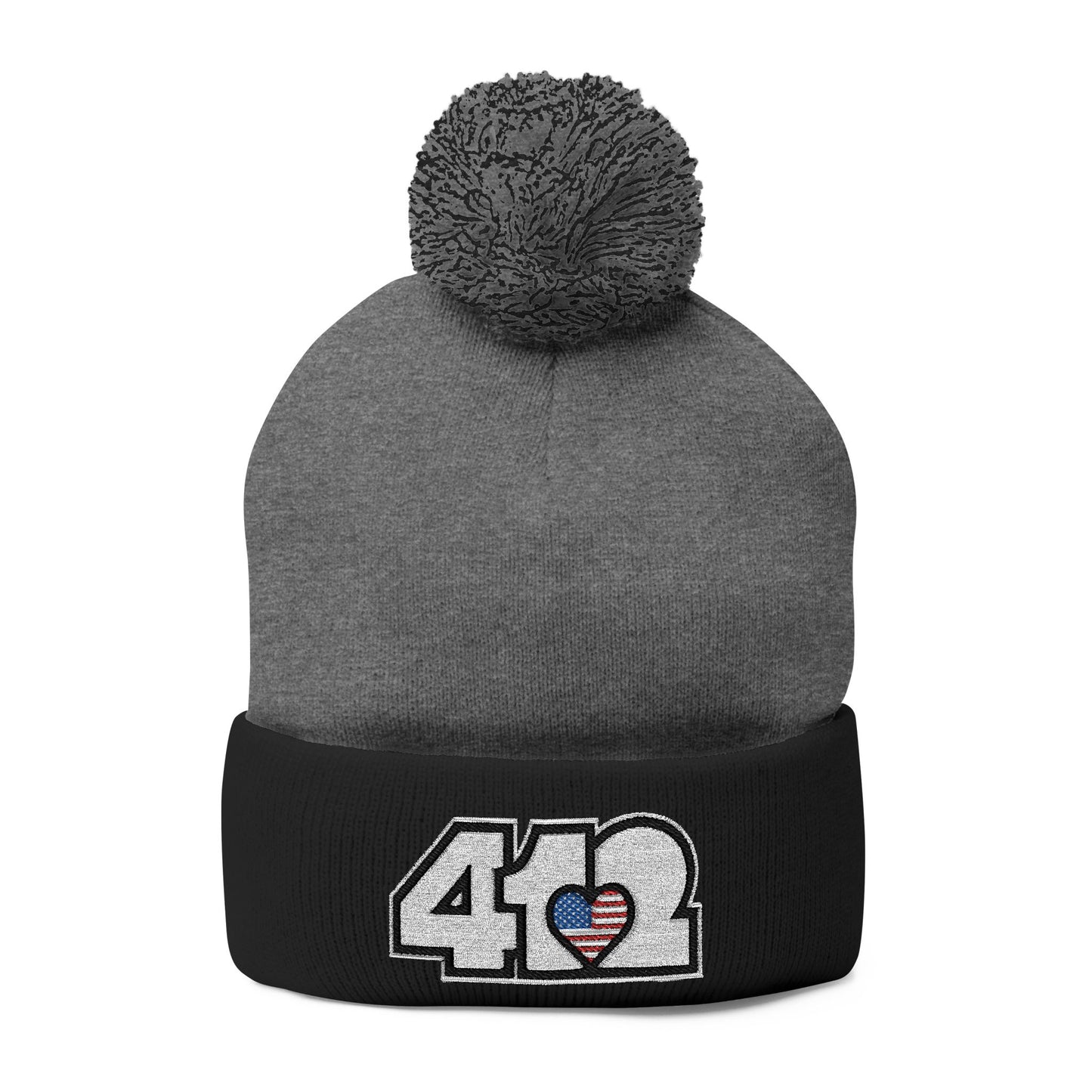 412 Bobble Crown - Embroidered Stars & Stripes Heart, White Logo
