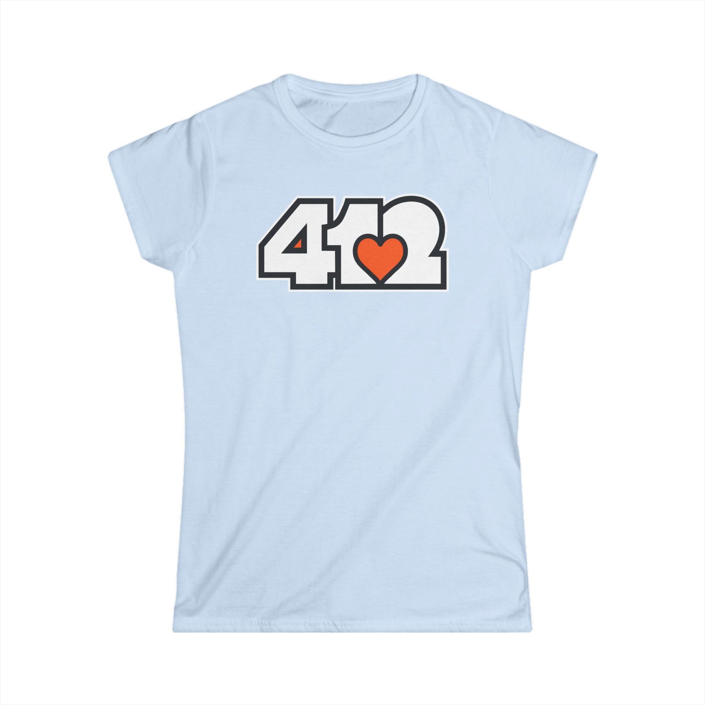 412 Women's Softstyle Tee - Orange Heart, White Logo