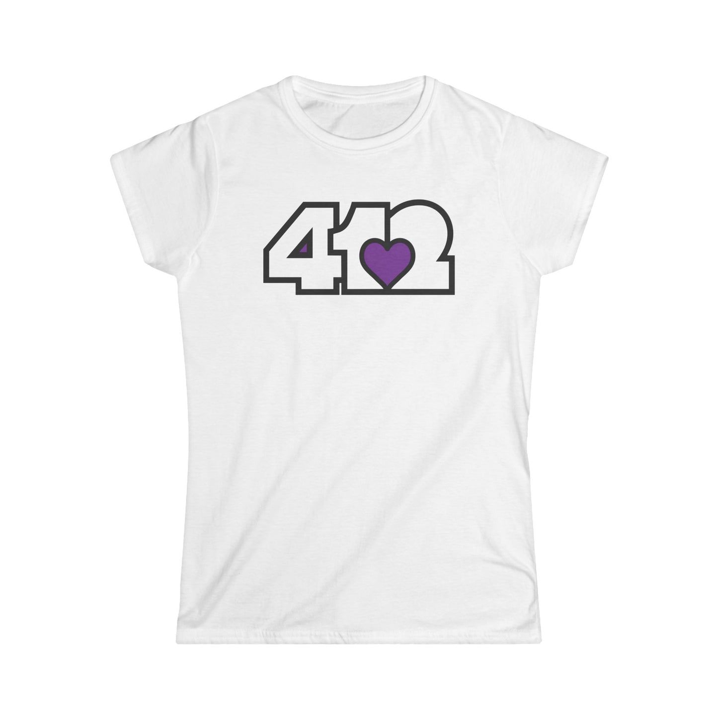 412 Women's Softstyle Tee - Purple Heart, White Logo