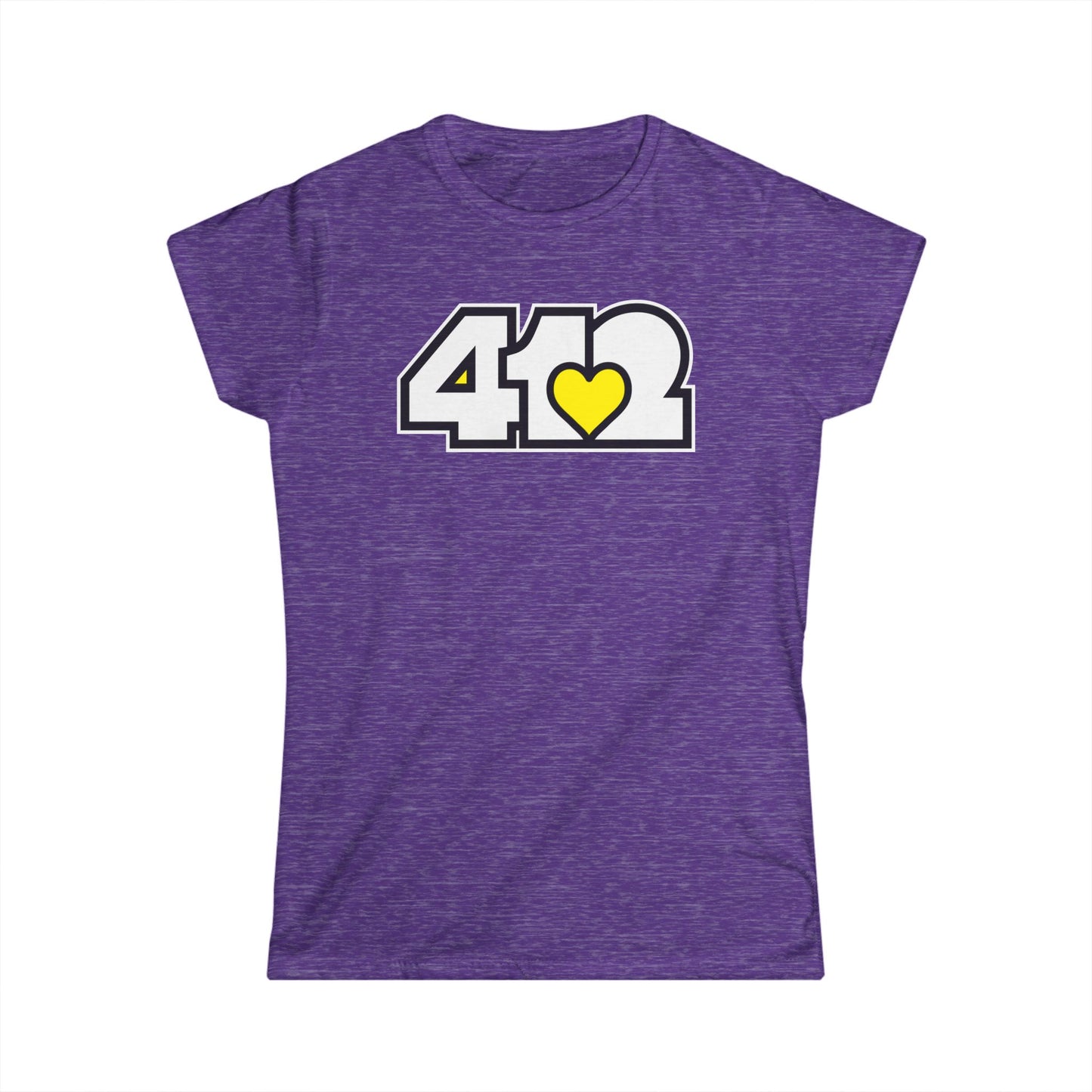 412 Women's Softstyle Tee - Yellow Heart, White Logo