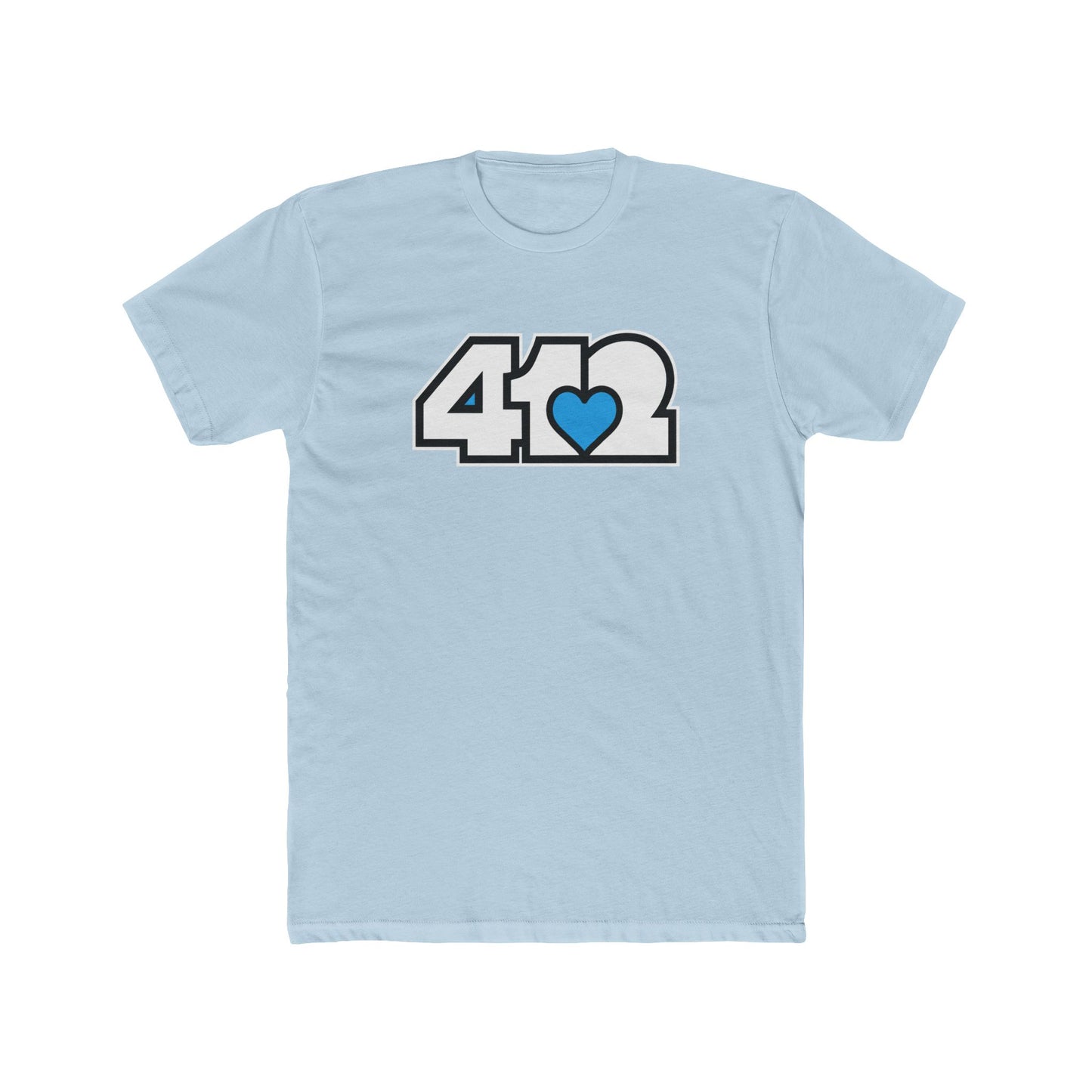 412 Contoured Fit Tee - Blue Heart, White Logo