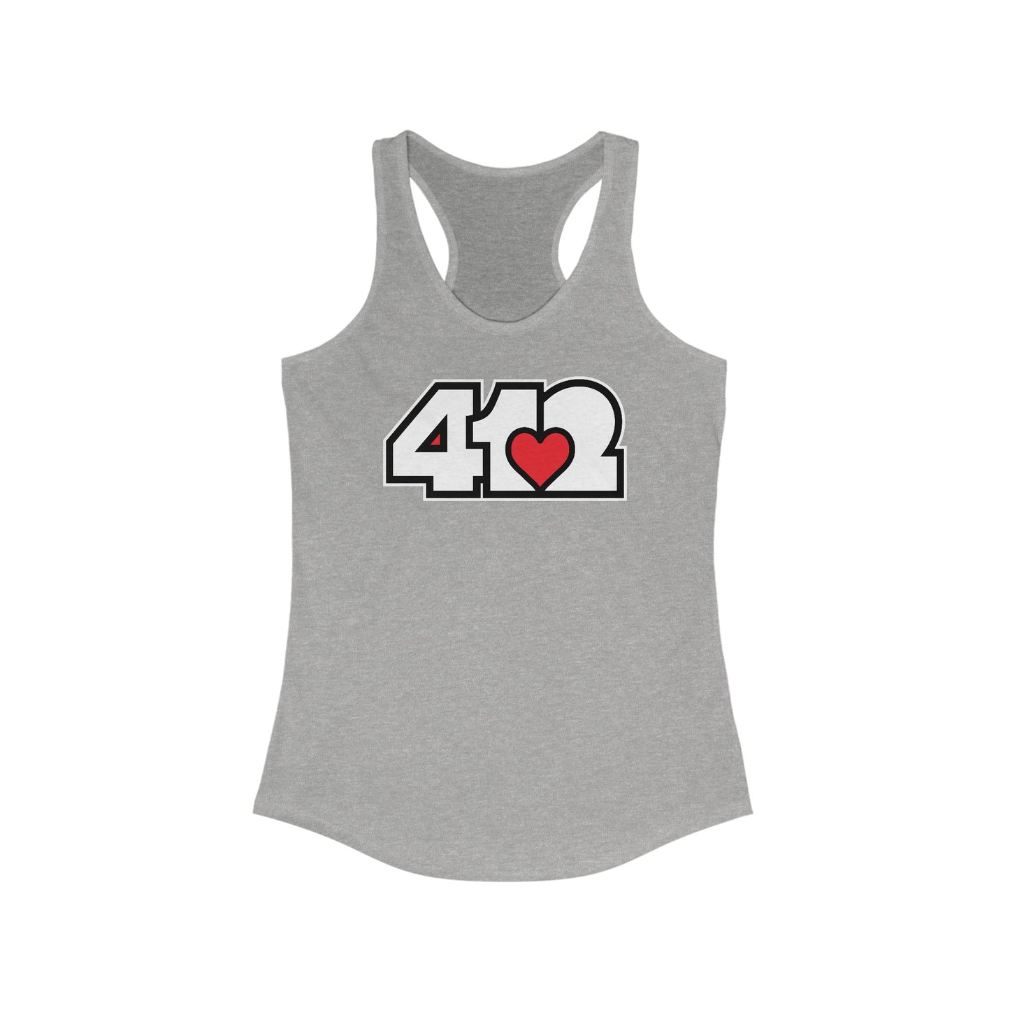 412 Women's Racerback Tank Top - Red Heart, White Logo