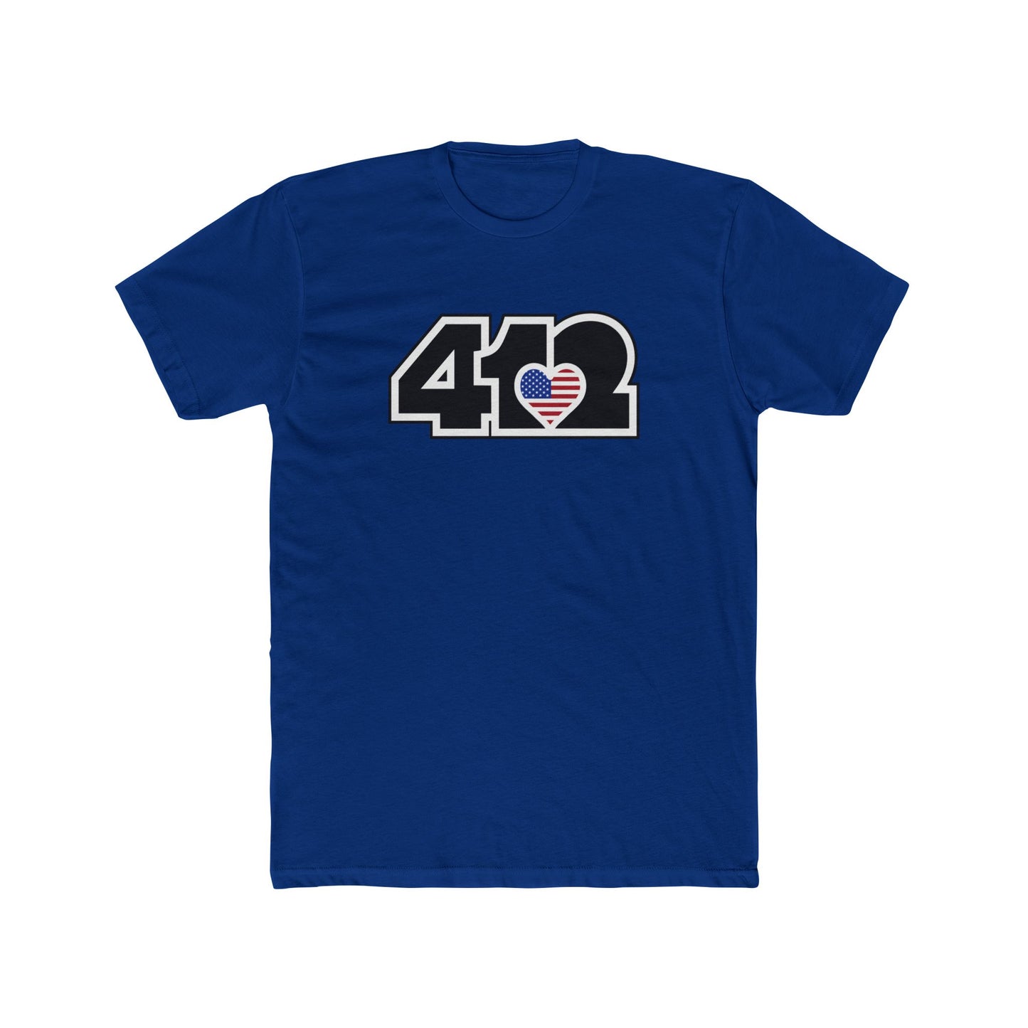 412 Contoured Fit Tee - Stars & Stripes Heart, Black Logo