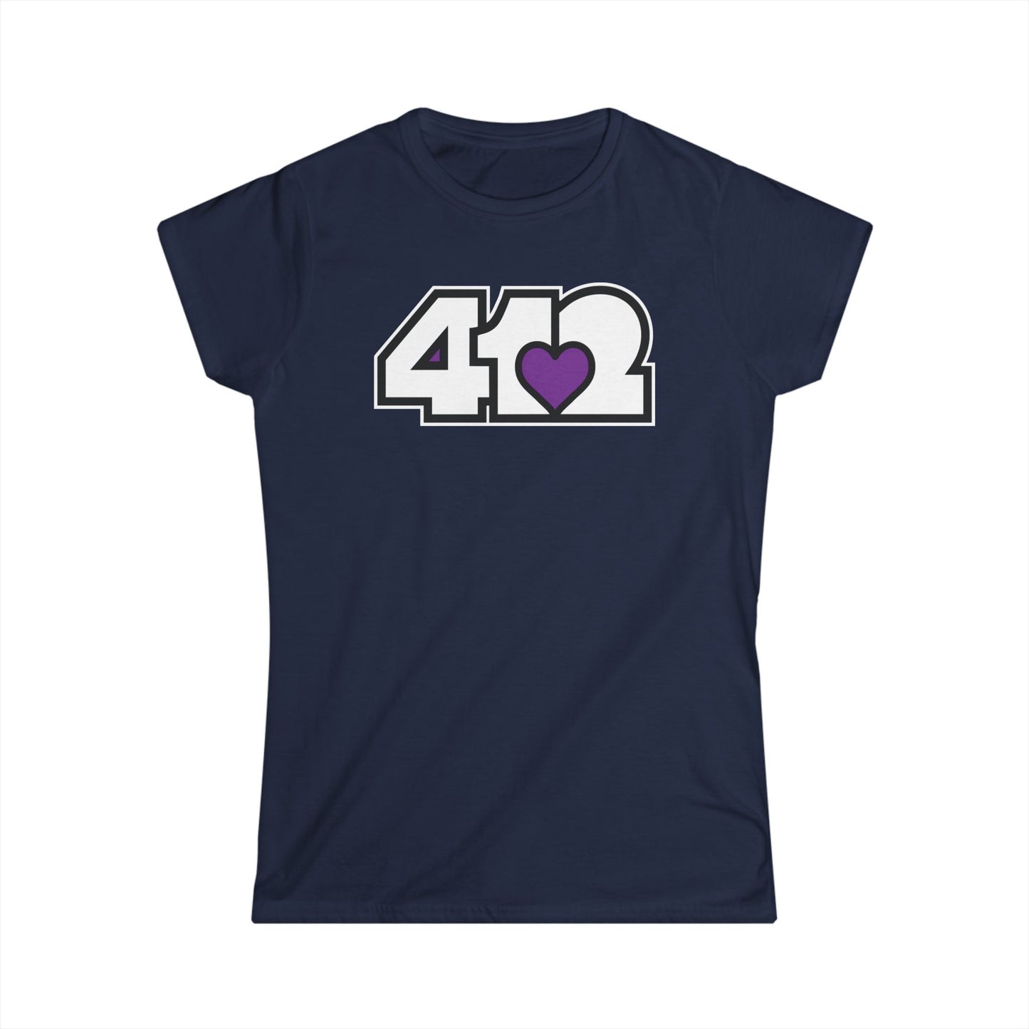 412 Women's Softstyle Tee - Purple Heart, White Logo