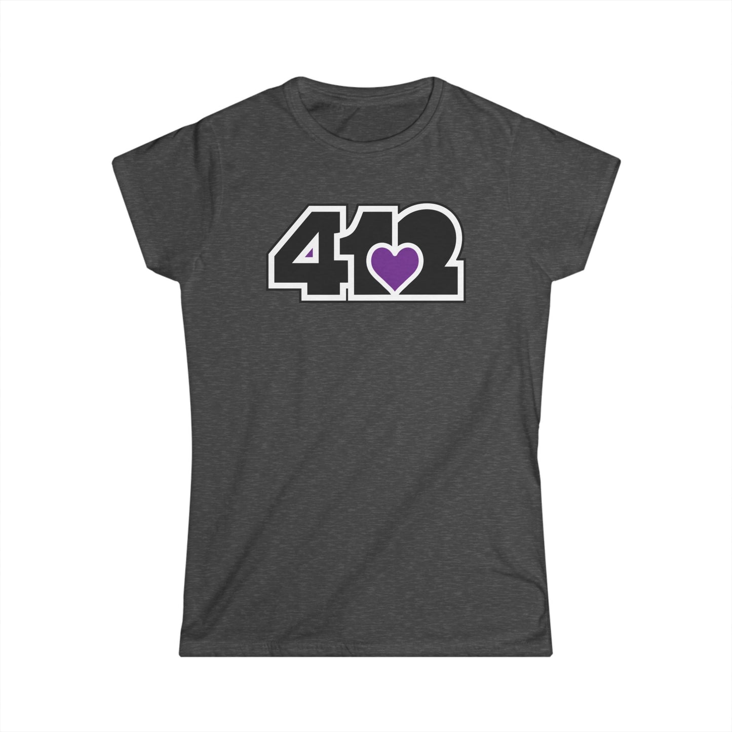 412 Women's Softstyle Tee - Purple Heart, Black Logo