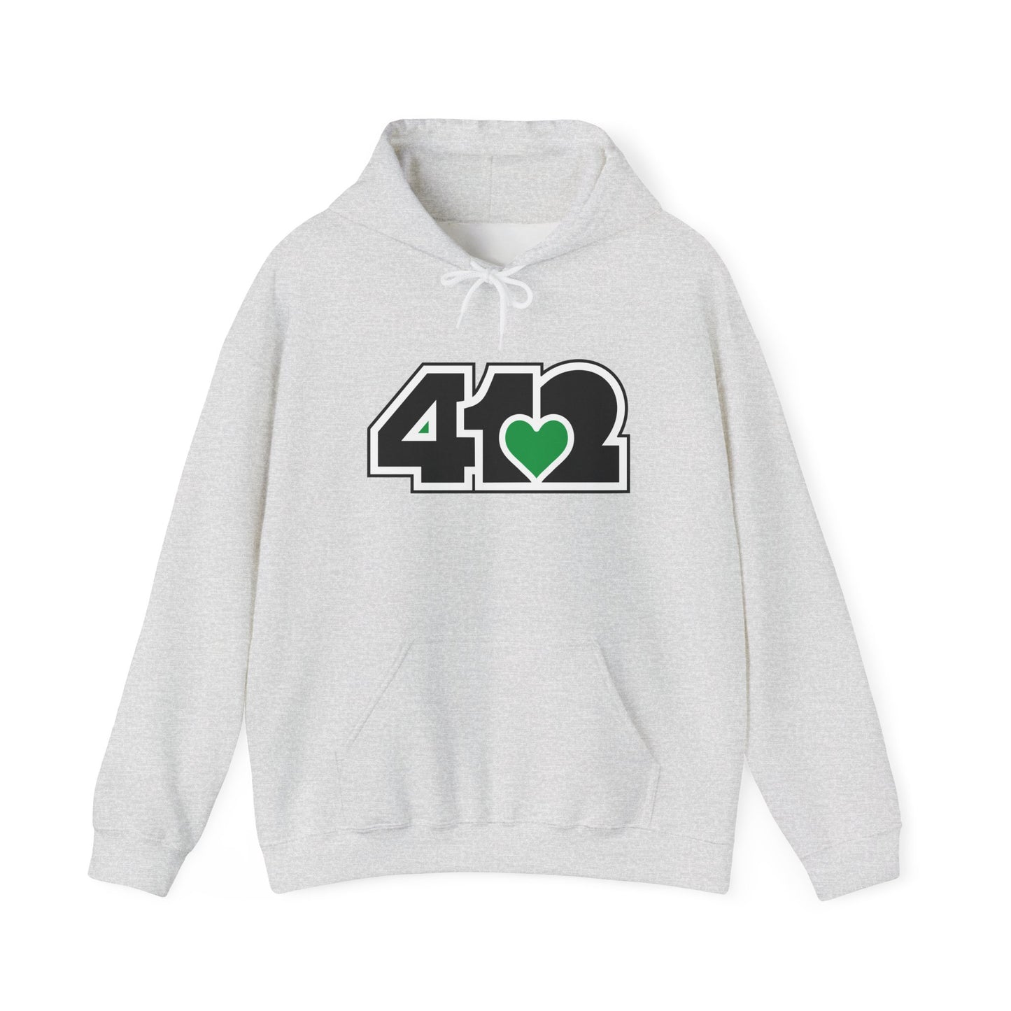 412 Classic Fit Adult Hoodie - Green Heart, Black Logo