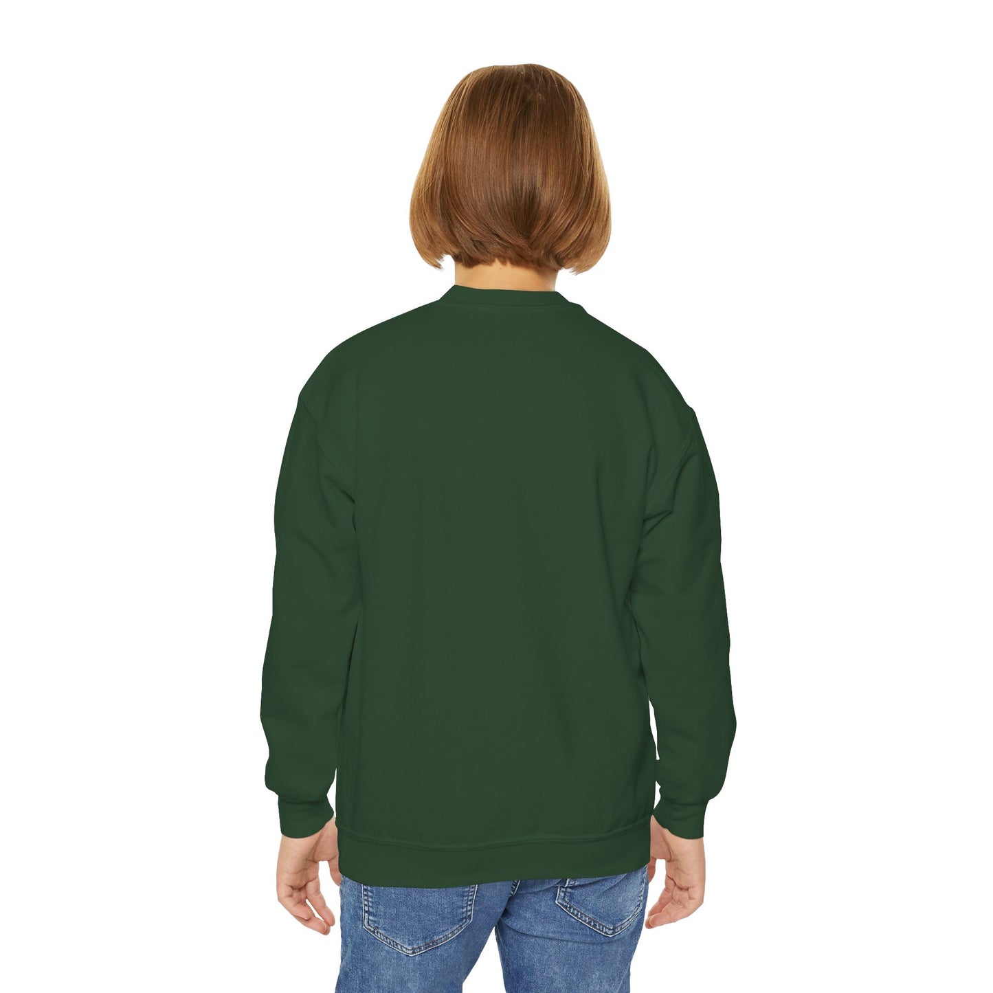 412 Crew Neck Youth Sweatshirt - Green Heart, White Logo