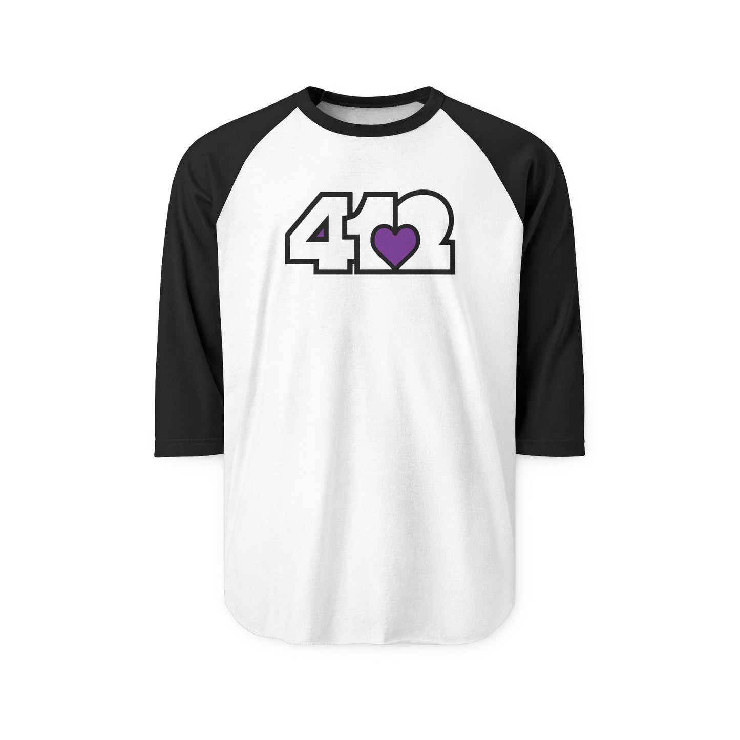 412 Raglan Baseball Tee - Purple Heart, White Logo