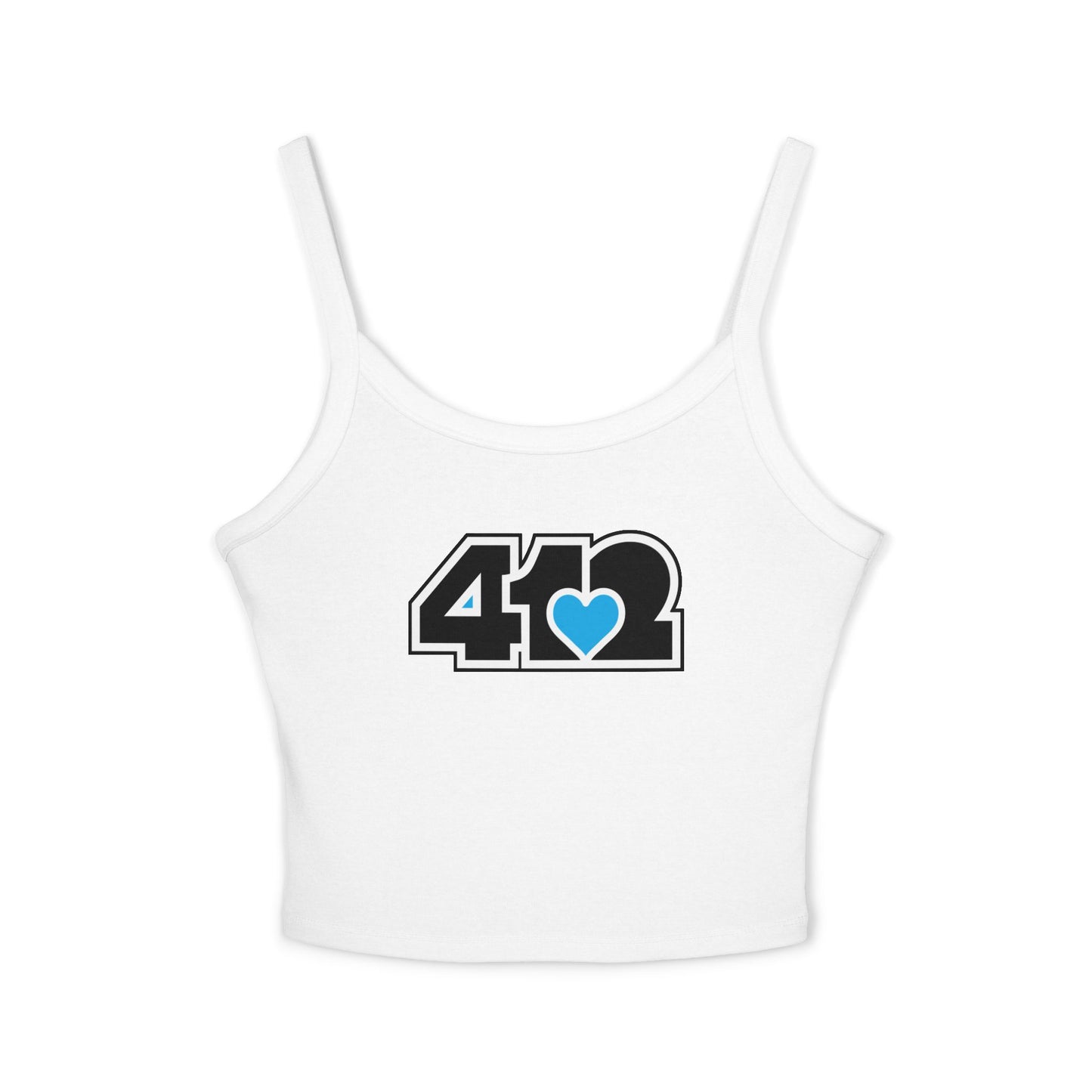 412 Women’s Camisole – Blue Heart, Black Logo