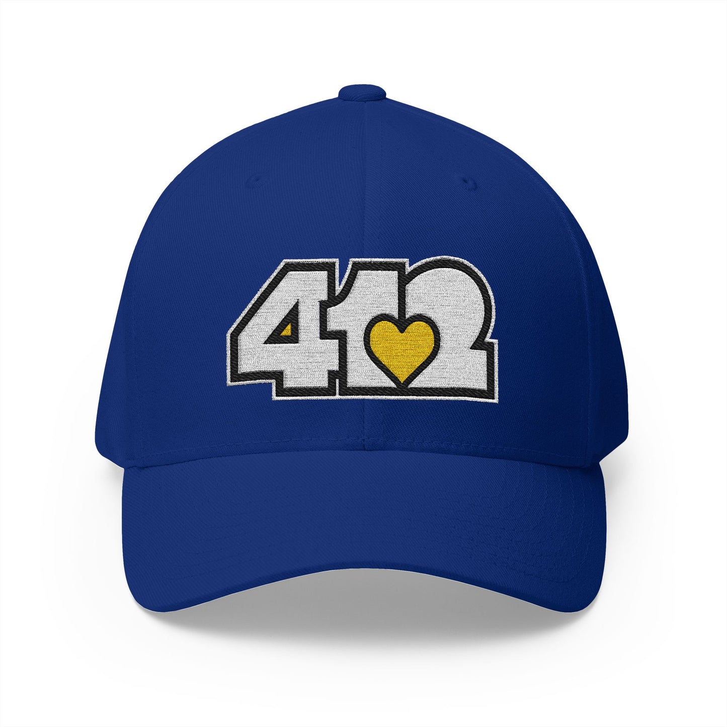 412 Stretch Fit Crown - Embroidered Yellow Heart, White Logo