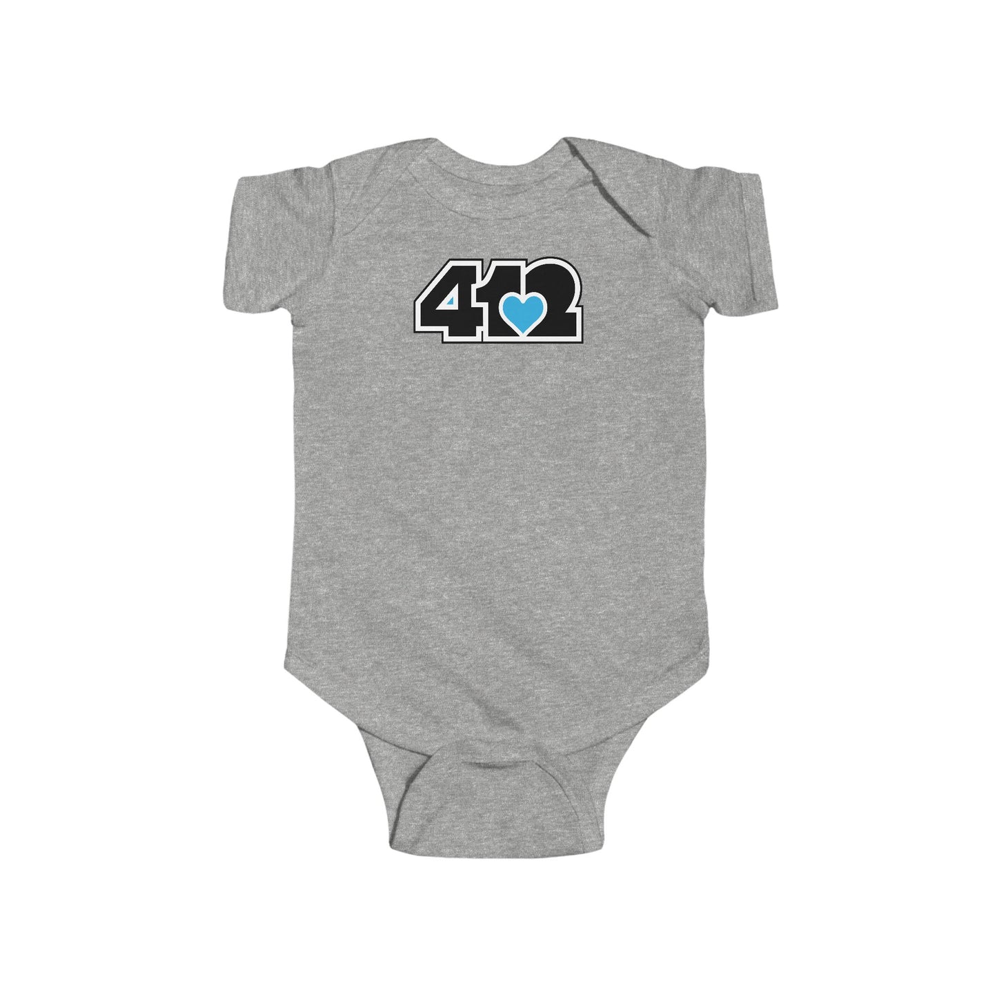 412 Infant Bodysuit - Blue Heart, Black Logo