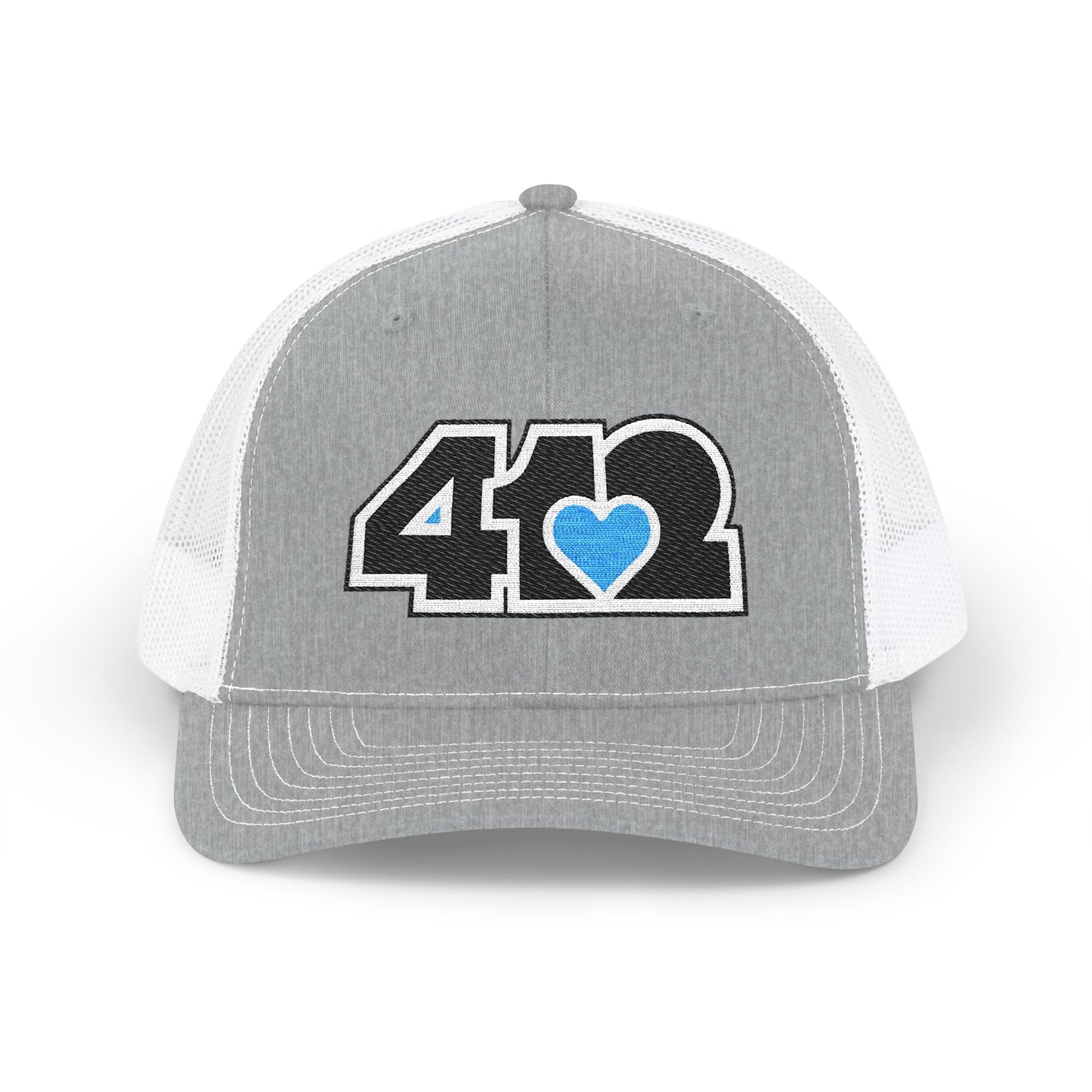 412 Snapback Crown – Embroidered Blue Heart Heart, Black Logo