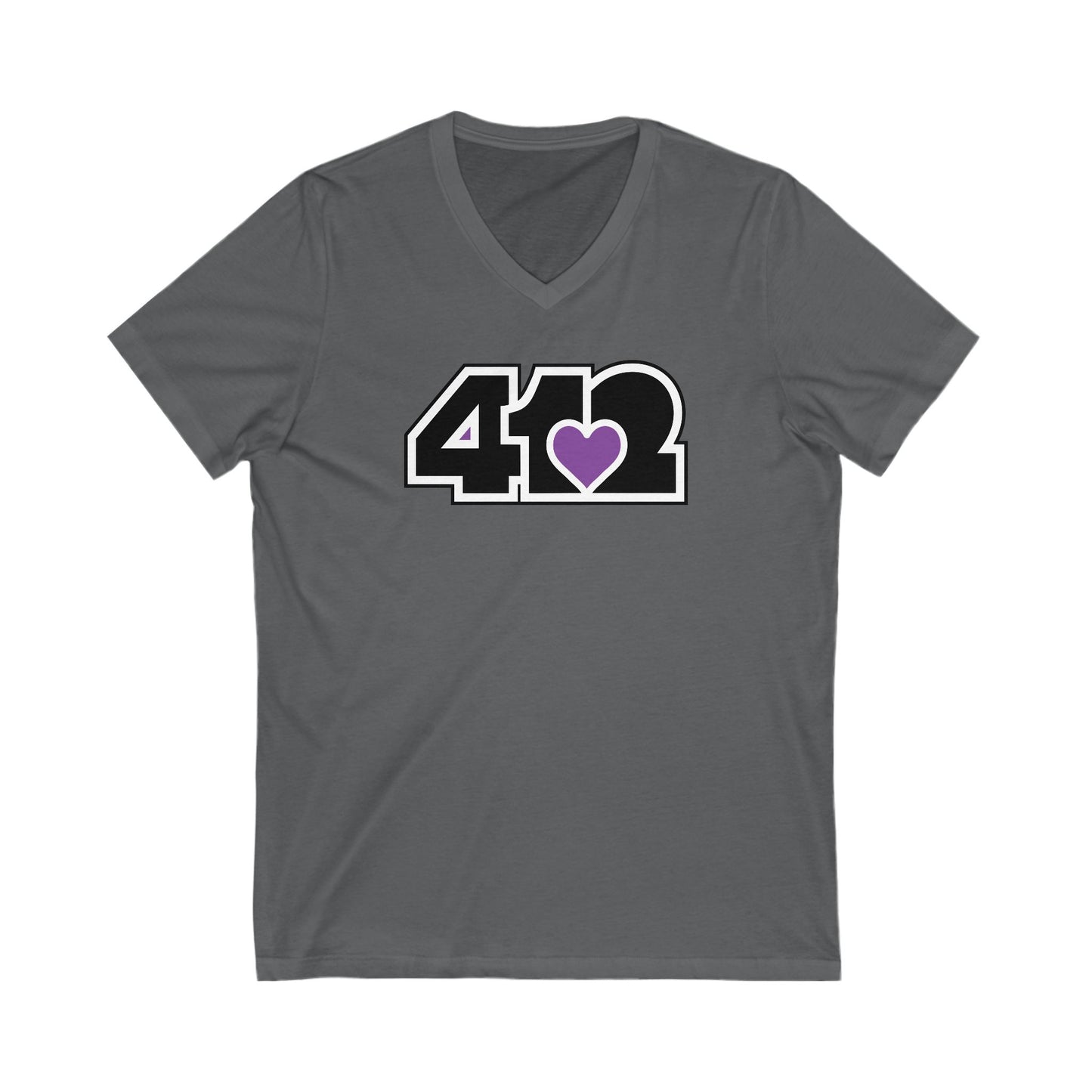 412 Women's V-Neck - Purple Heart, Black Logo