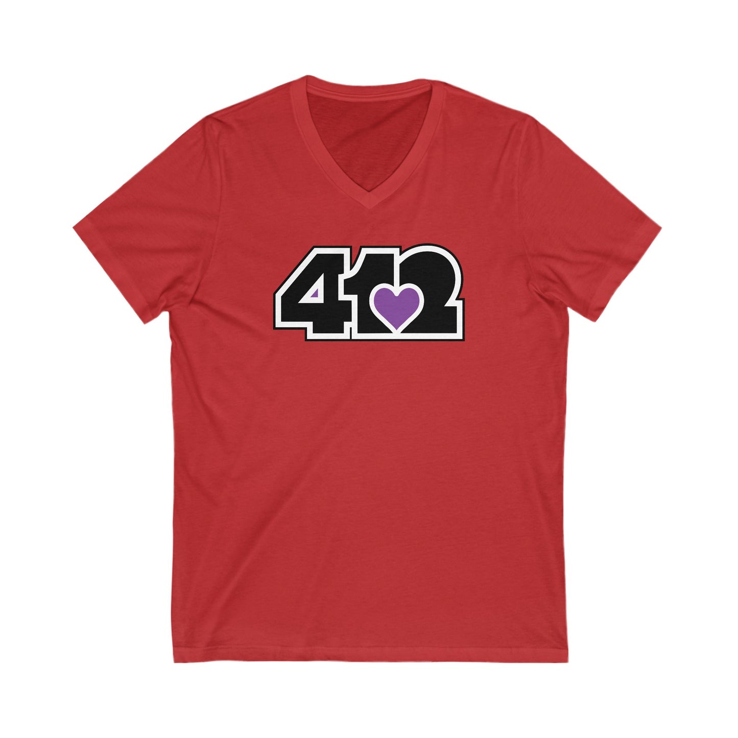 412 Women's V-Neck - Purple Heart, Black Logo