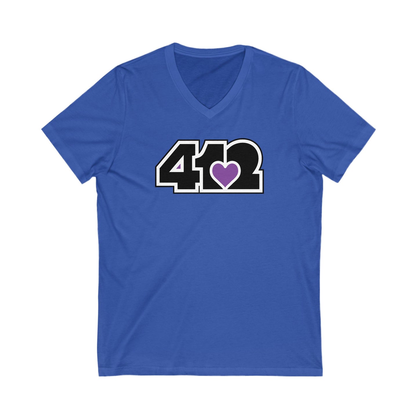 412 Women's V-Neck - Purple Heart, Black Logo