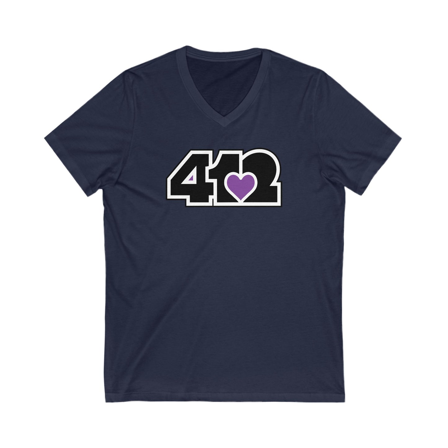 412 Women's V-Neck - Purple Heart, Black Logo