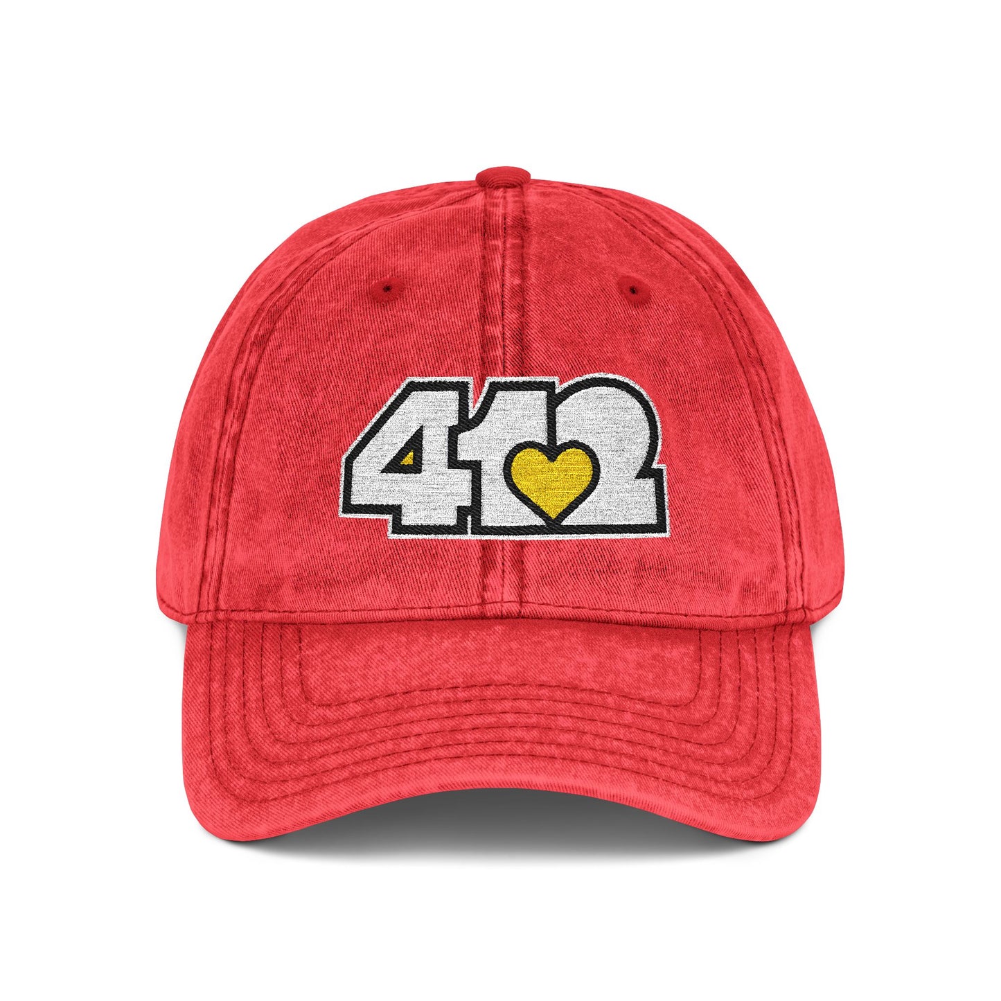 412 Vintage Crown – Embroidered Yellow Heart, White Logo