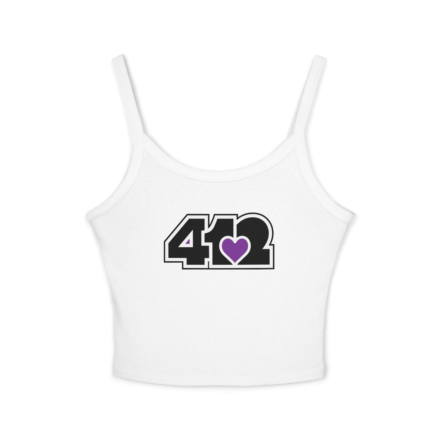 412 Women’s Camisole – Purple Heart, Black Logo