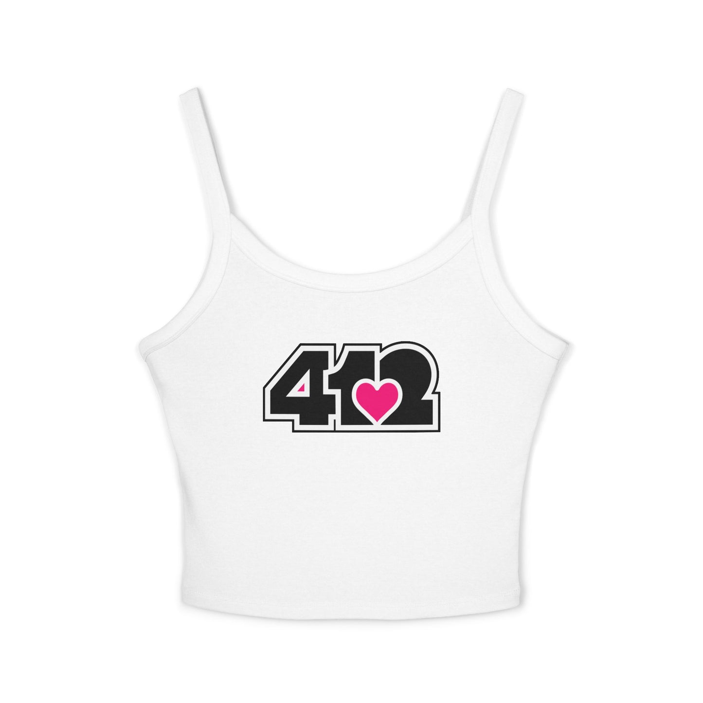 412 Women’s Camisole – Pink Heart, Black Logo