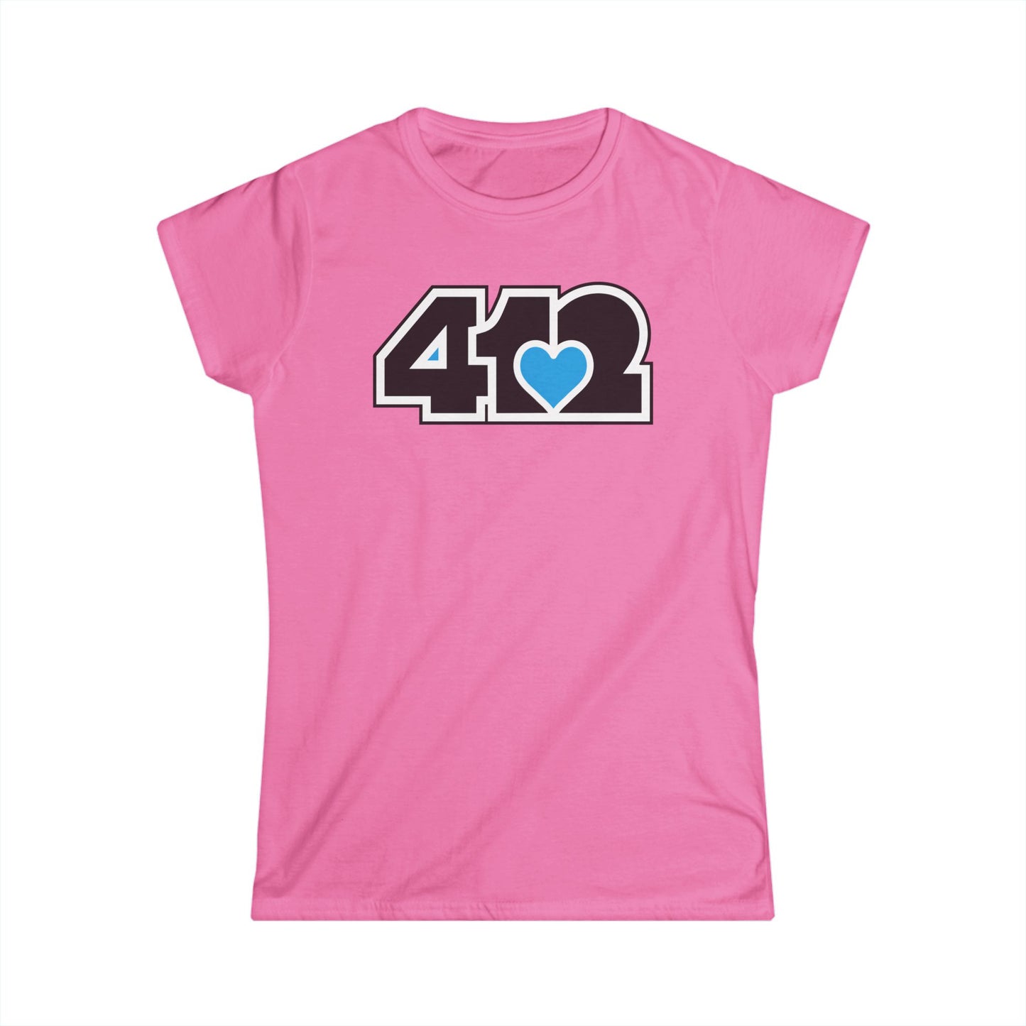 412 Women's Softstyle Tee - Blue Heart, Black Logo