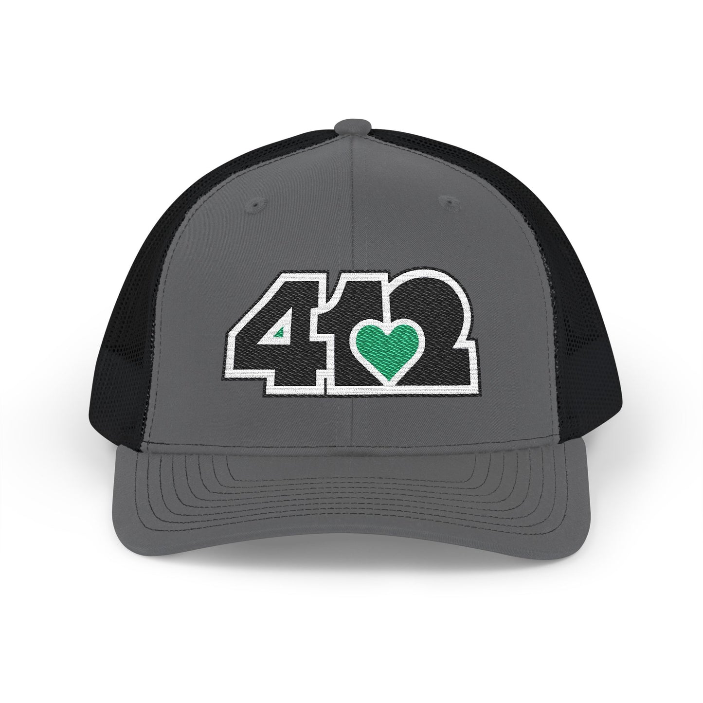 412 Snapback Crown – Embroidered Green Heart, Black Logo