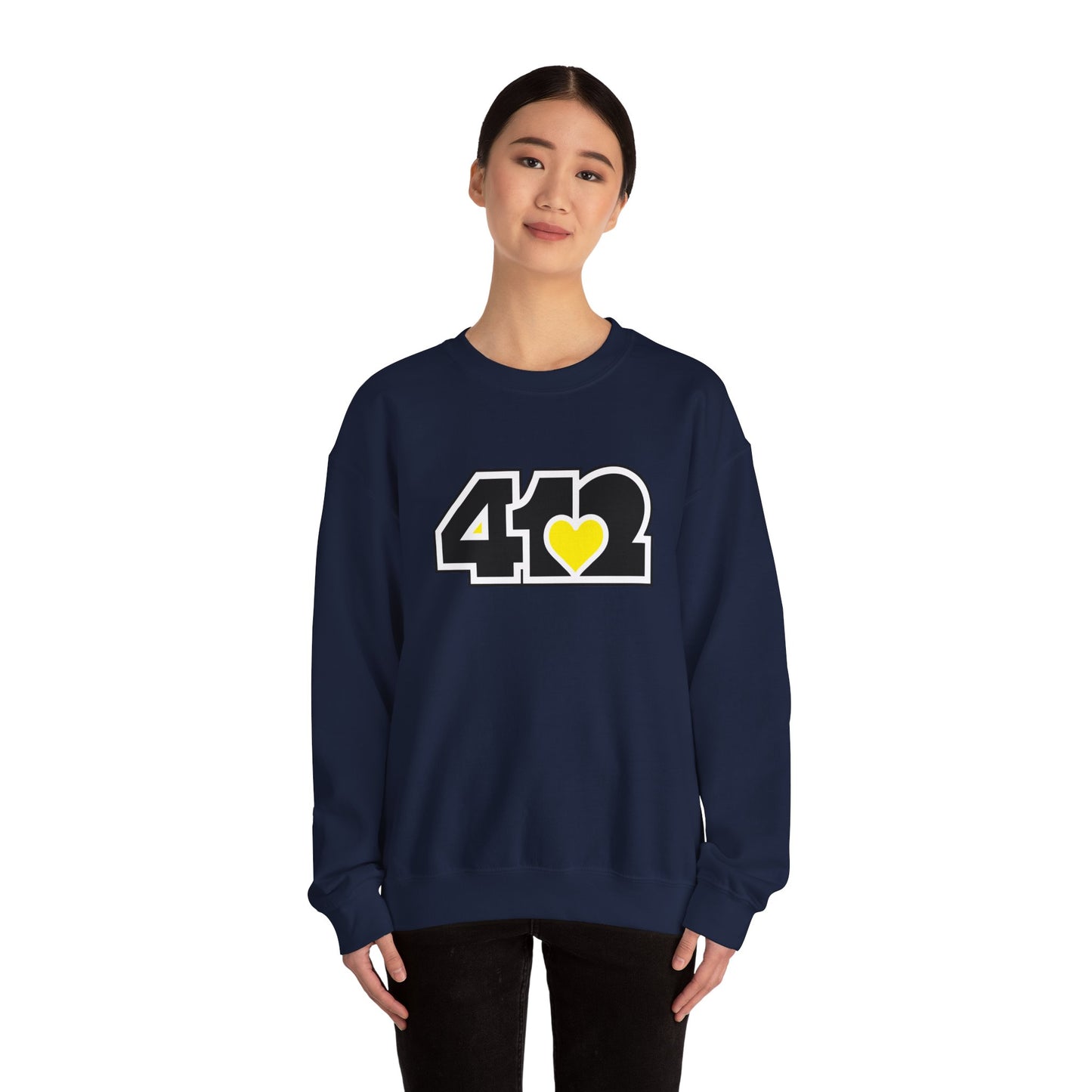 412 Crew Neck Sweatshirt - Yellow Heart, Black Logo