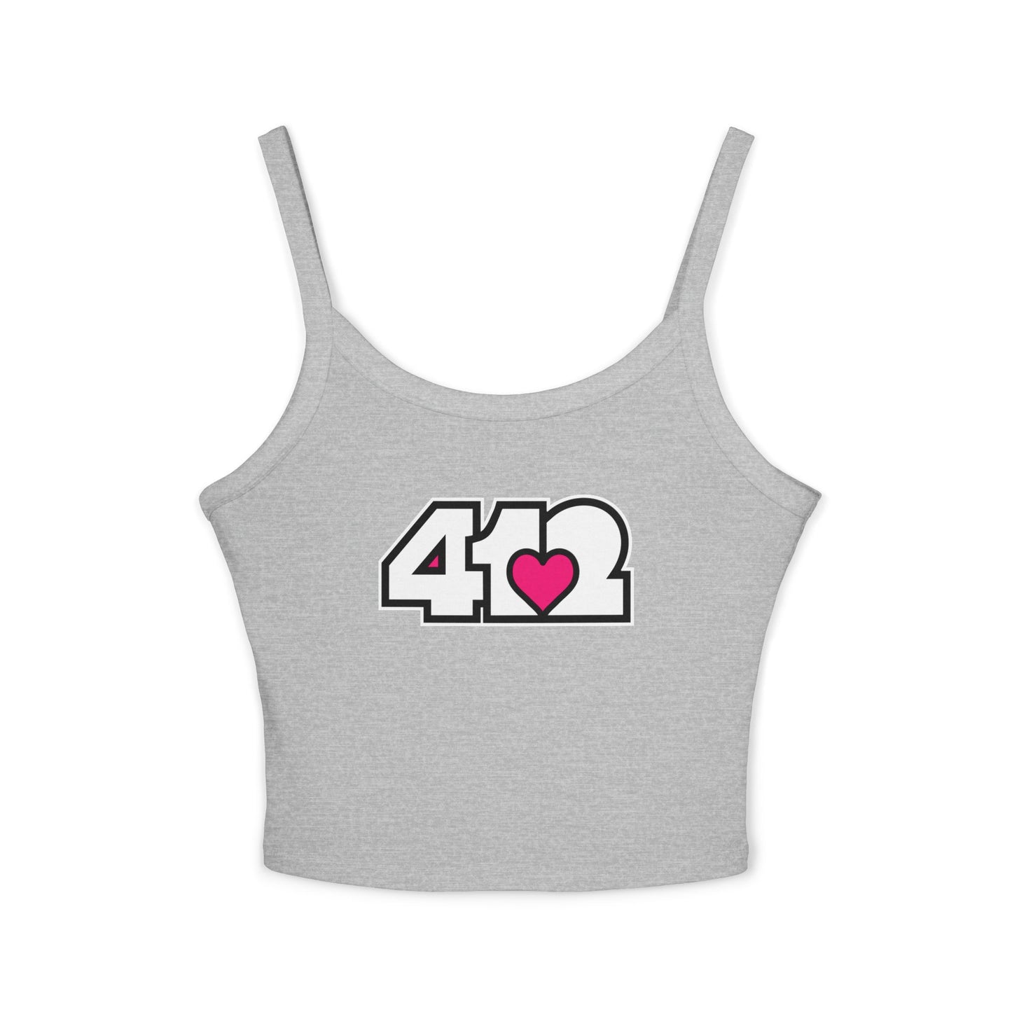 412 Women’s Camisole – Pink Heart, White Logo
