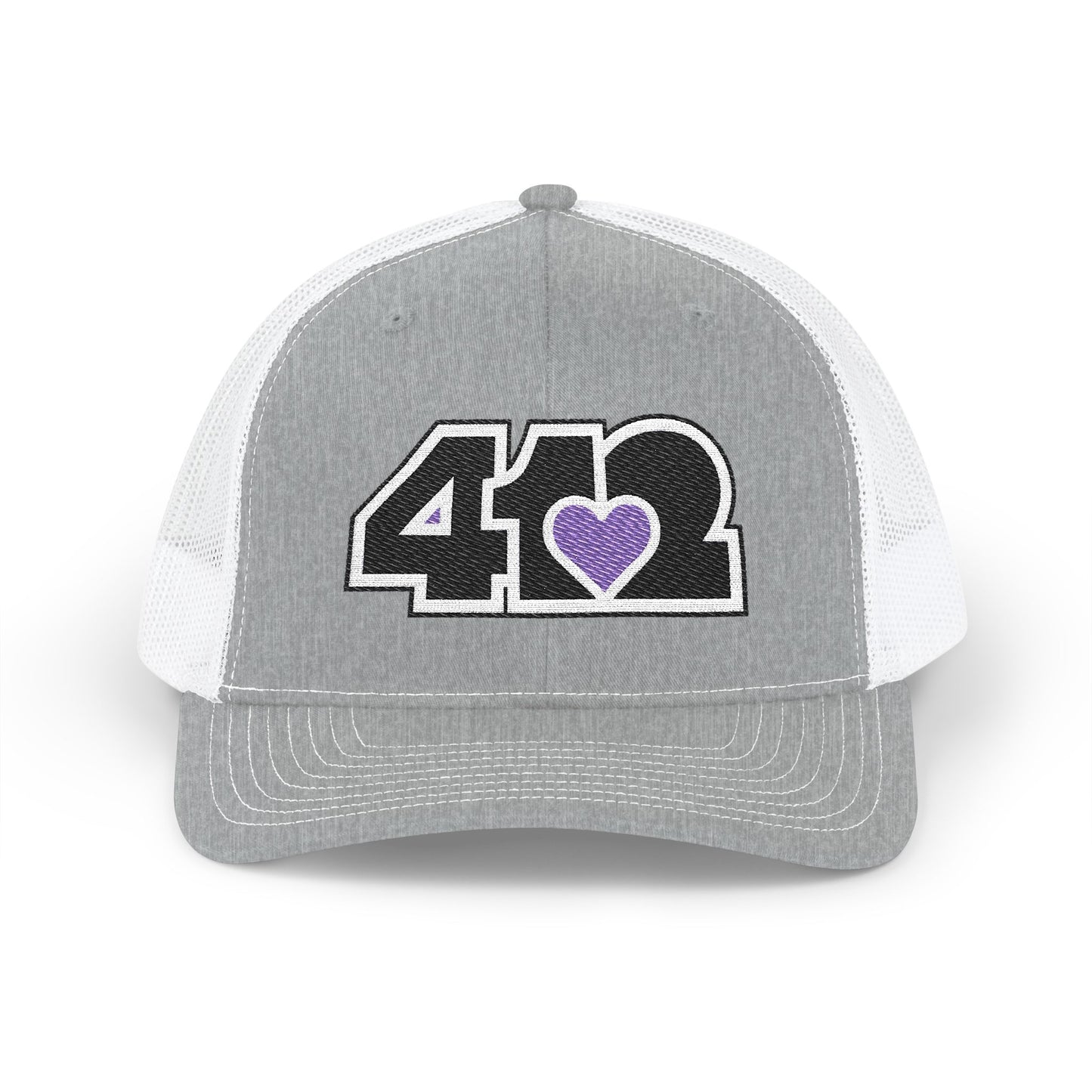 412 Snapback Crown – Embroidered Purple Heart, Black Logo