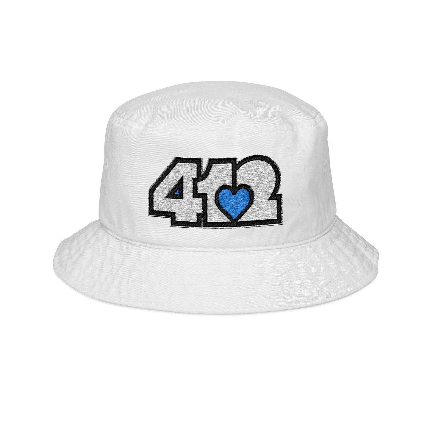Blue Heart Embroidered Bucket Hat