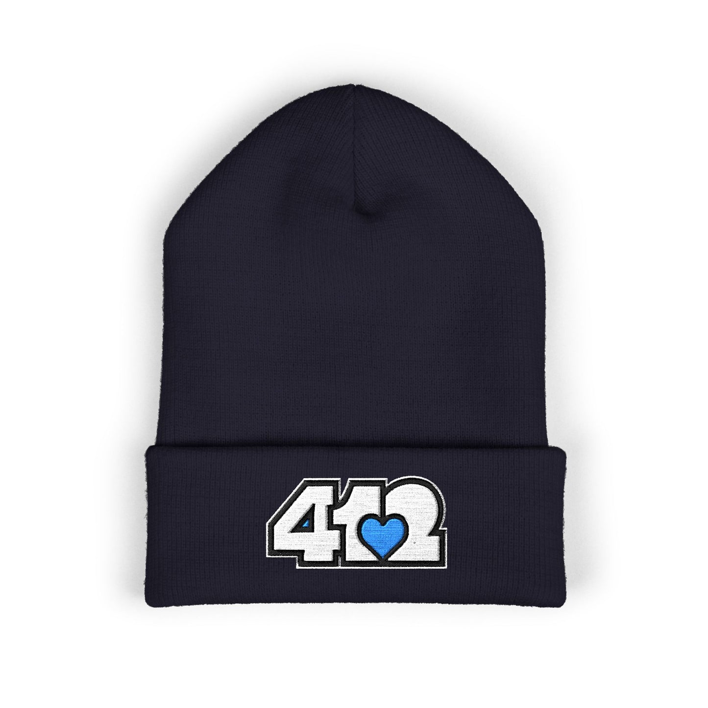 Blue Heart Embroidered Beanie Hat