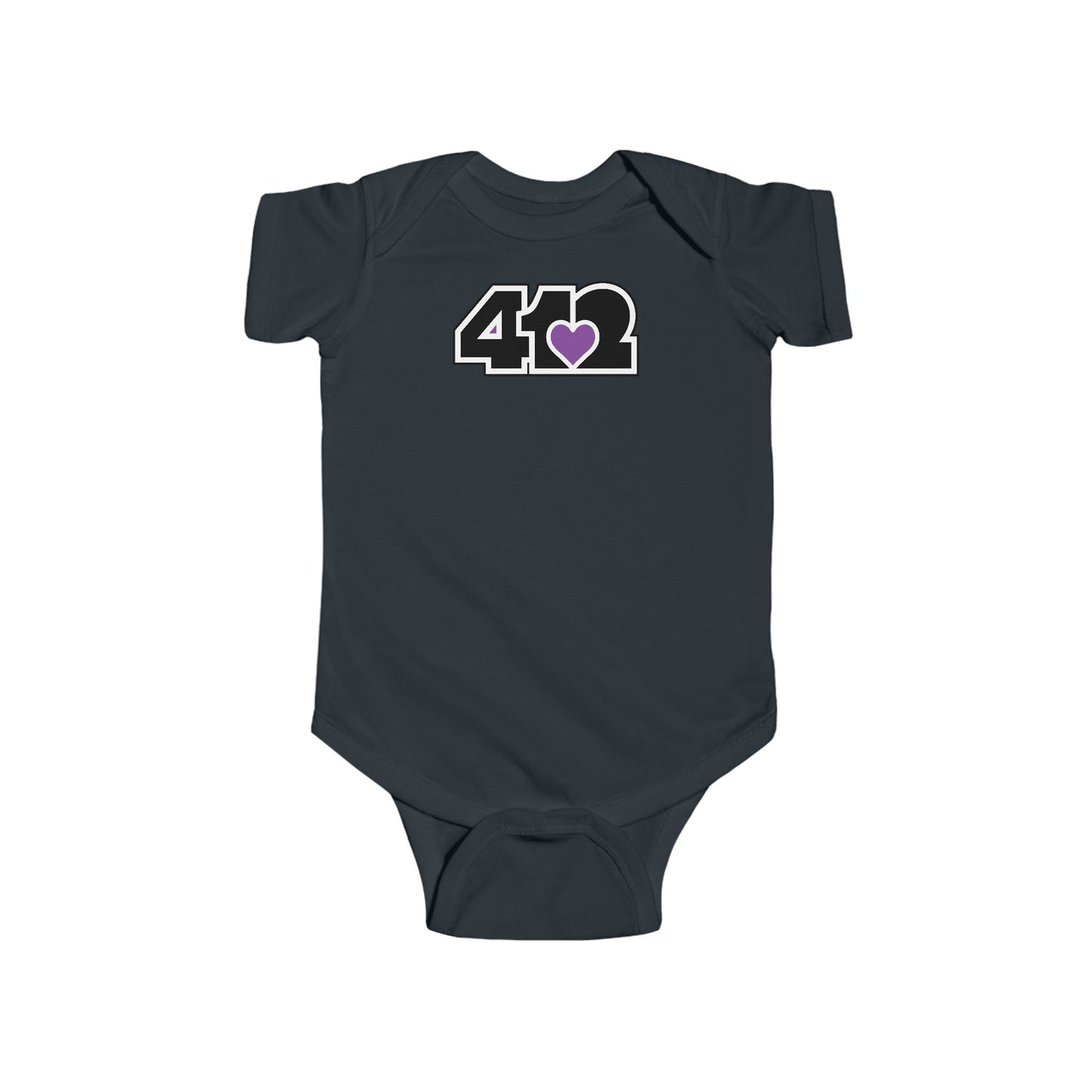 412 Infant Bodysuit - Purple Heart, Black Logo
