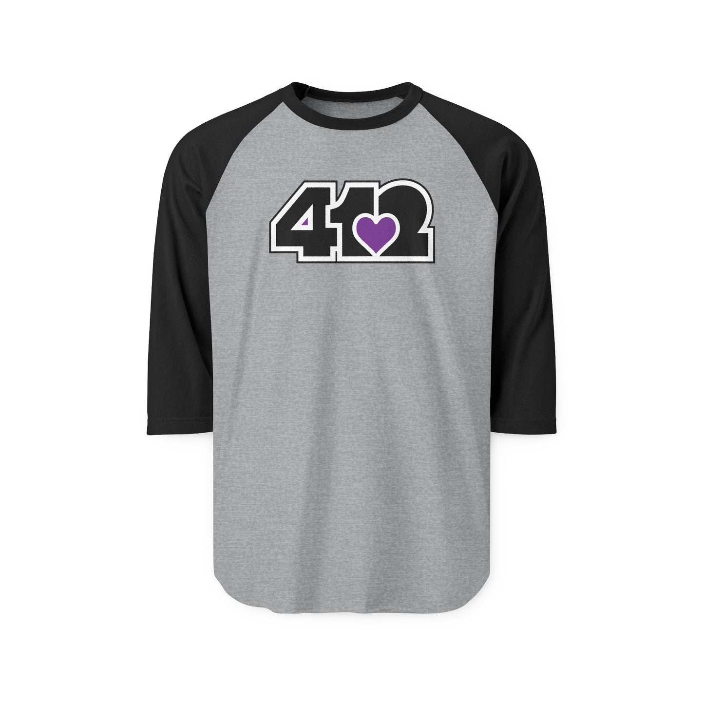 412 Raglan Baseball Tee - Purple Heart, Black Logo