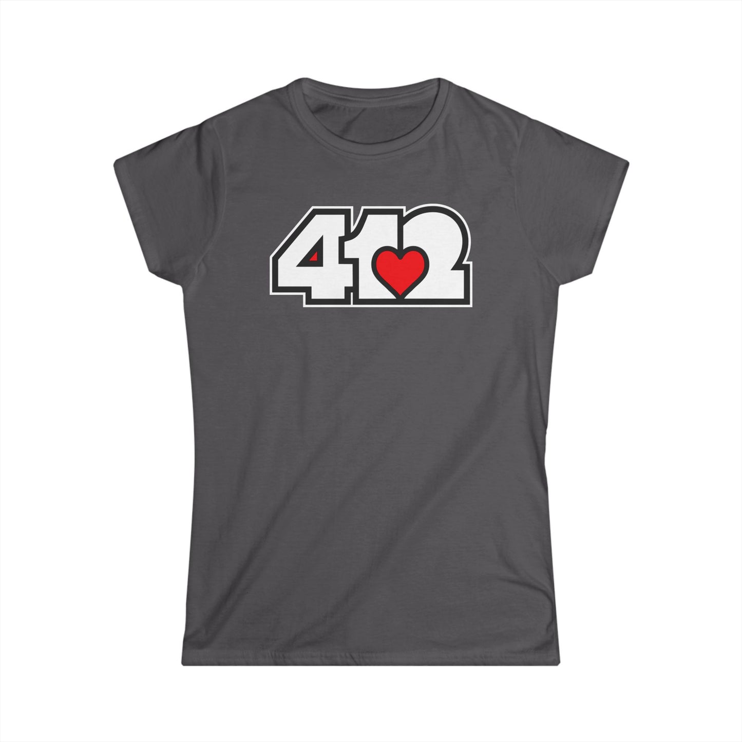412 Women's Softstyle Tee - Red Heart, White Logo