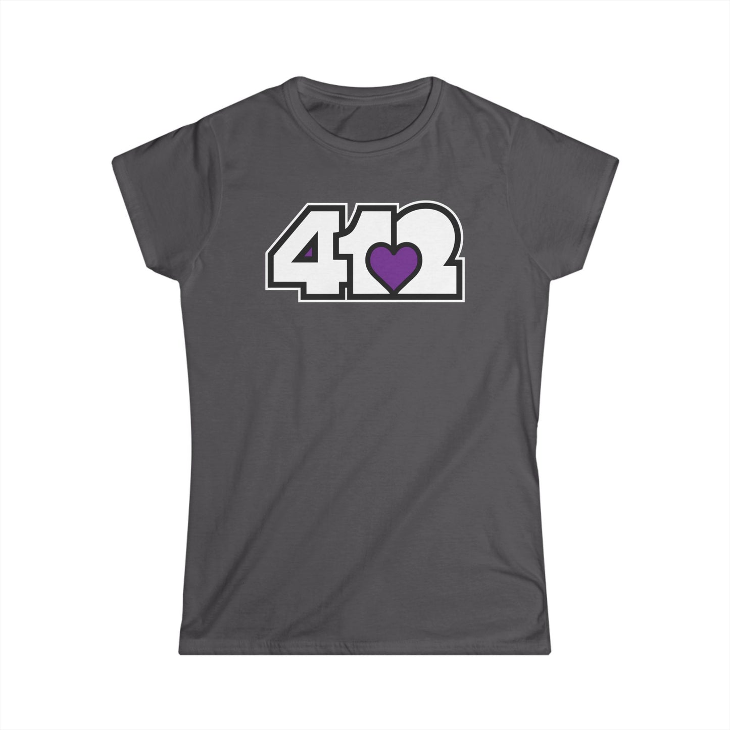 412 Women's Softstyle Tee - Purple Heart, White Logo
