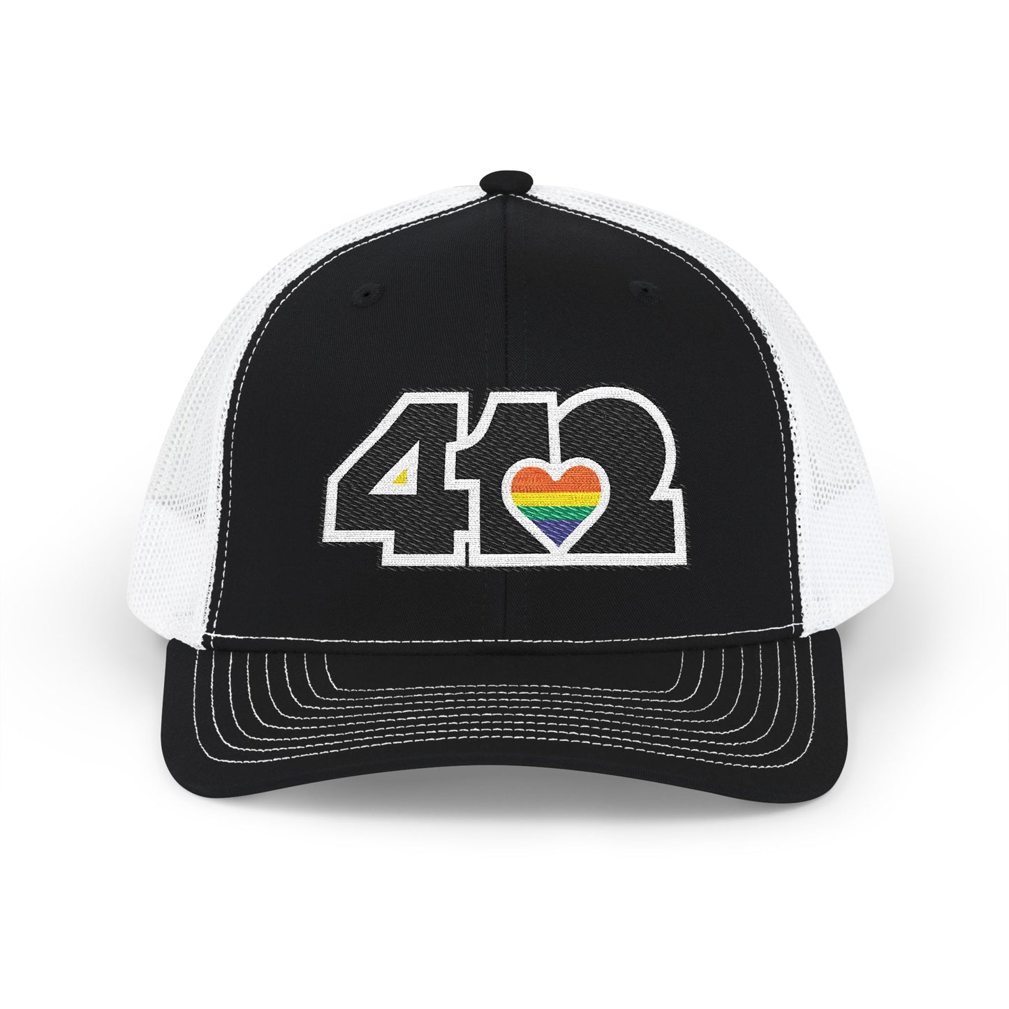 412 Snapback Crown – Embroidered Rainbow Heart Heart, Black Logo
