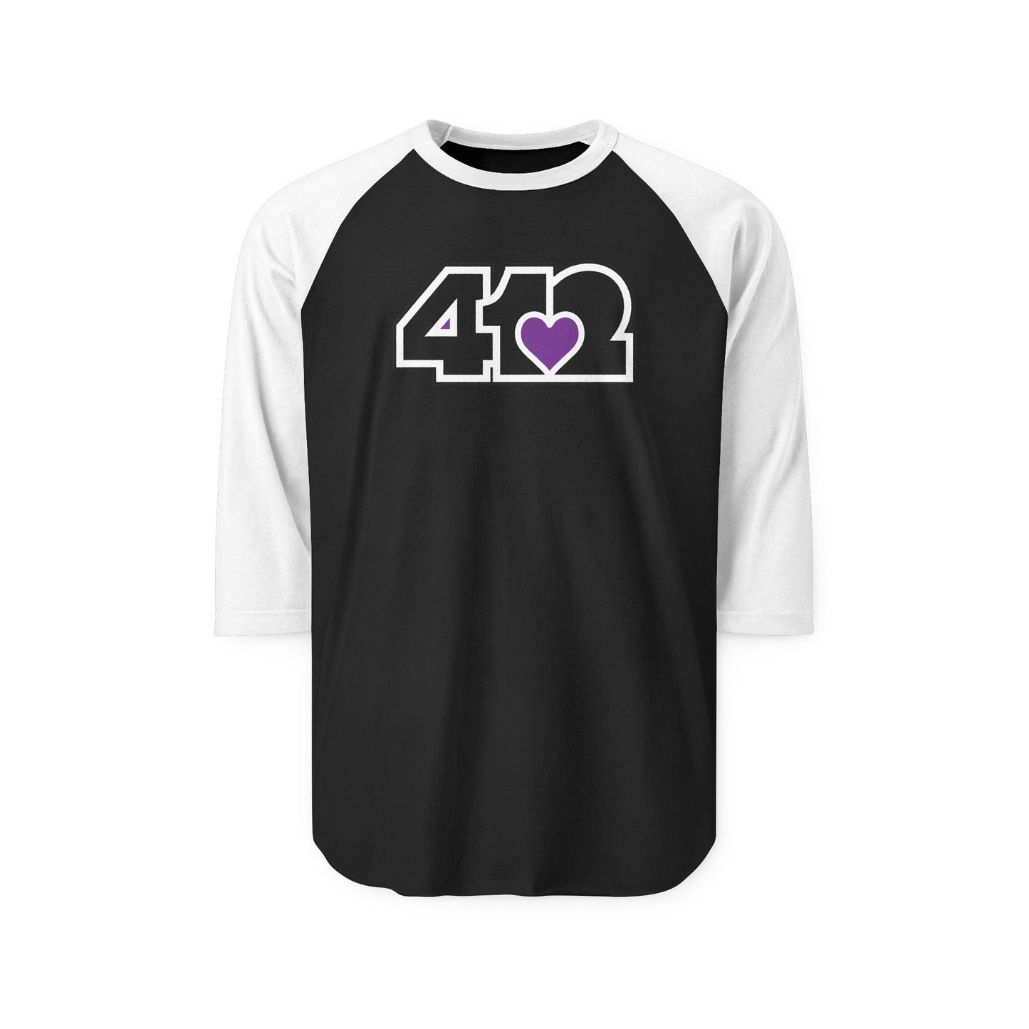 412 Raglan Baseball Tee - Purple Heart, Black Logo