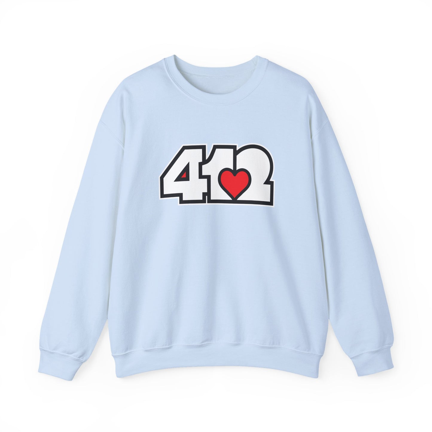 412 Crew Neck Sweatshirt - Red Heart, White Logo