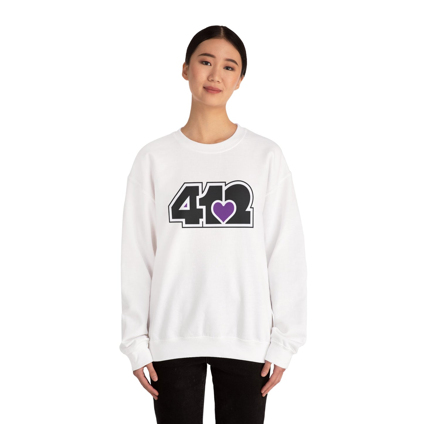 412 Crew Neck Sweatshirt - Purple Heart, Black Logo