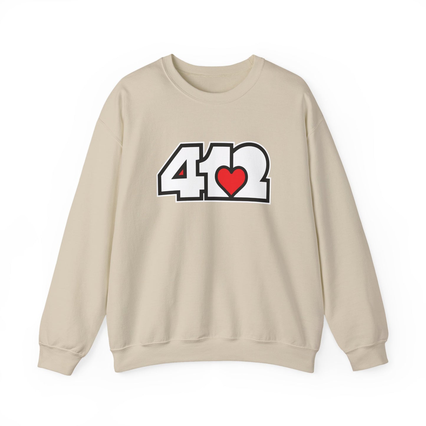 412 Crew Neck Sweatshirt - Red Heart, White Logo