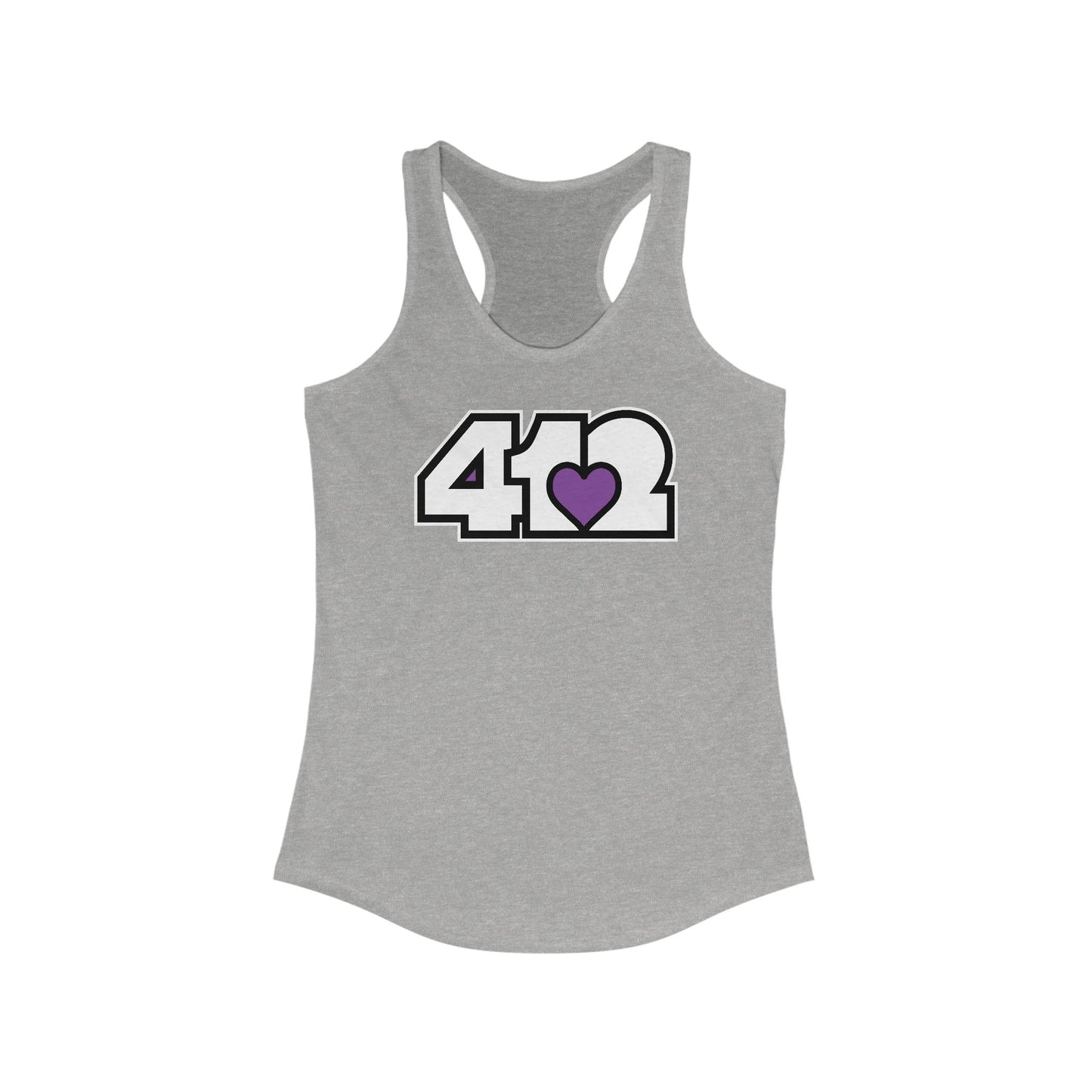 412 Women's Racerback Tank Top - Purple Heart, White Logo