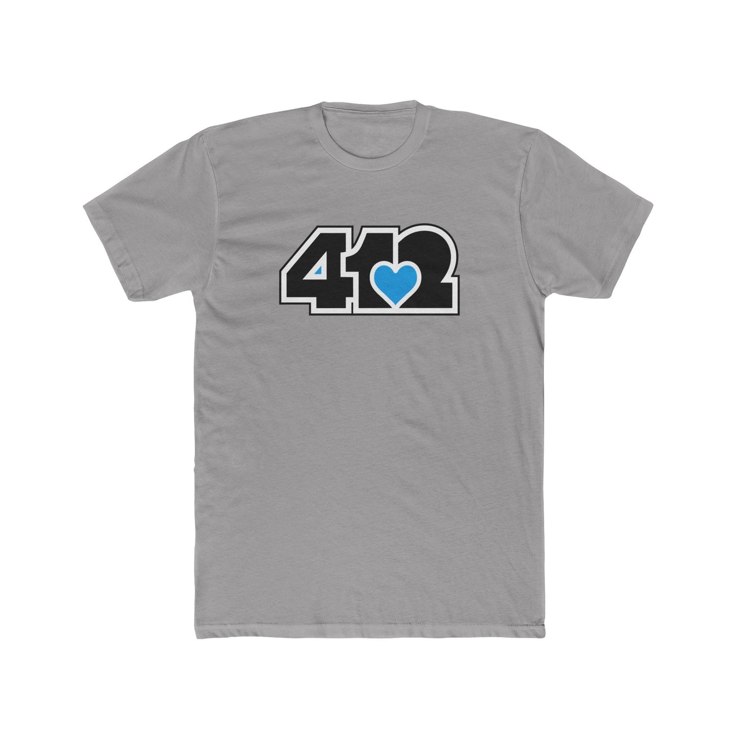 412 Contoured Fit Tee - Blue Heart, Black Logo