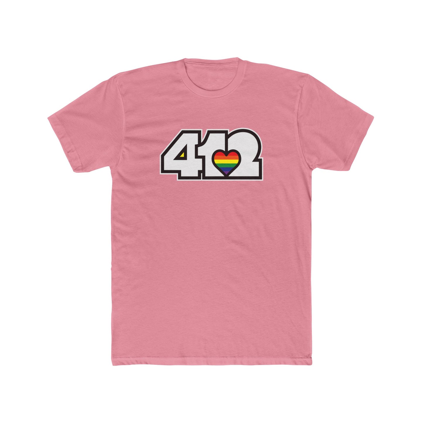 412 Contoured Fit Tee - Rainbow Heart, White Logo
