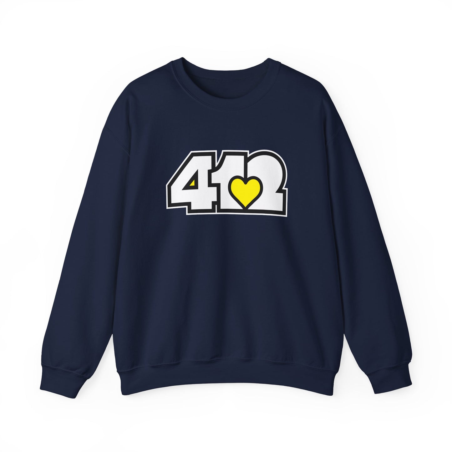 412 Crew Neck Sweatshirt - Yellow Heart, White Logo