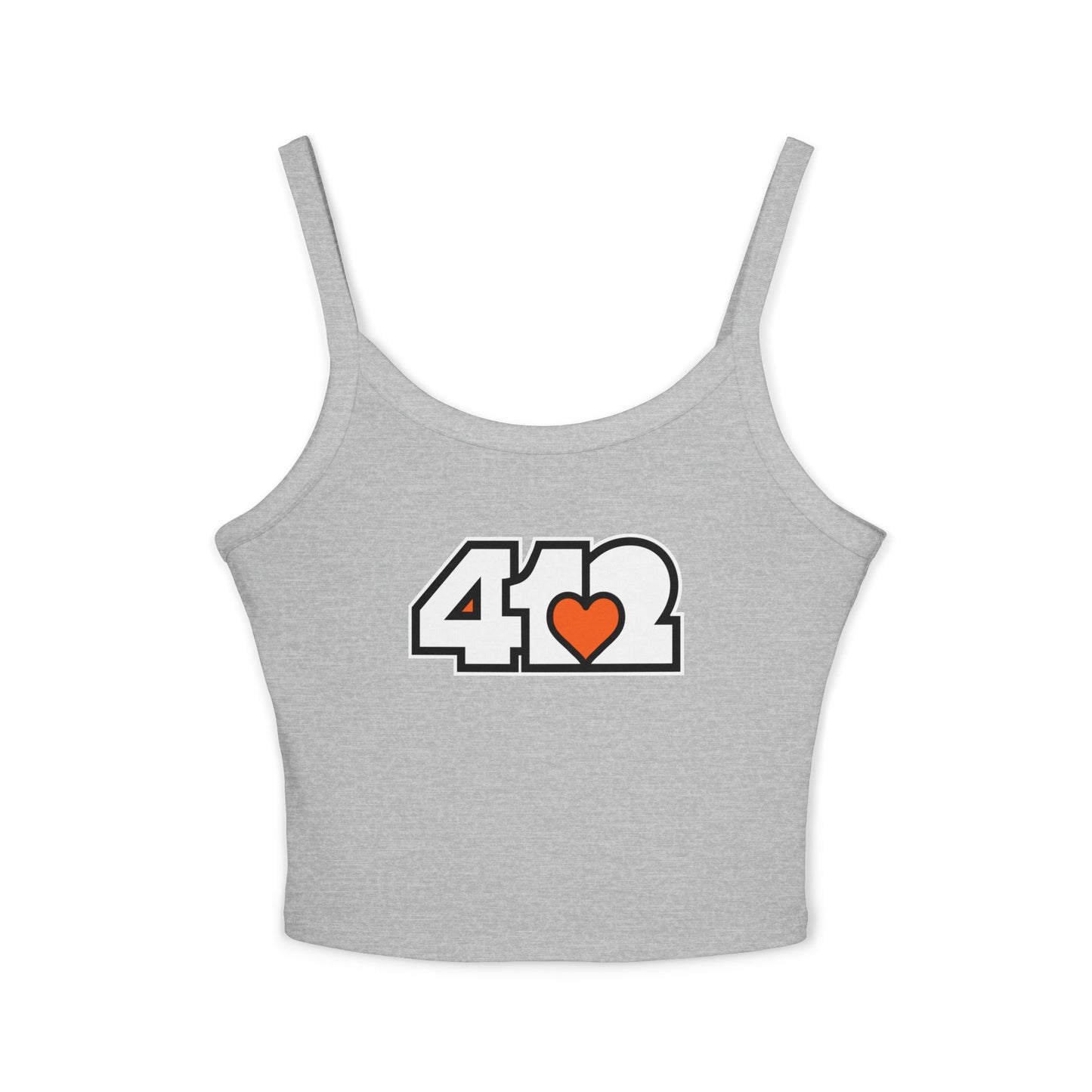 412 Women’s Camisole – Orange Heart, Black Logo