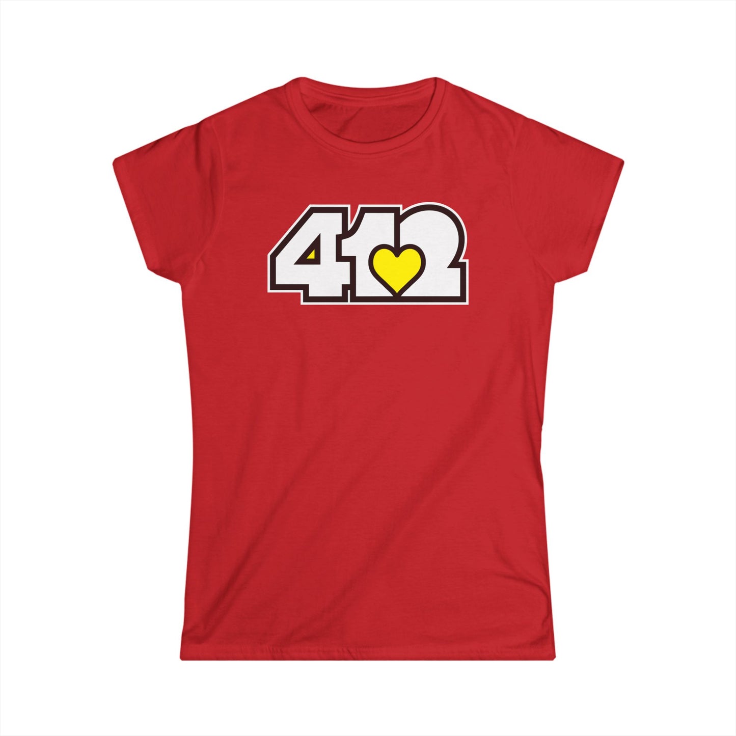 412 Women's Softstyle Tee - Yellow Heart, White Logo